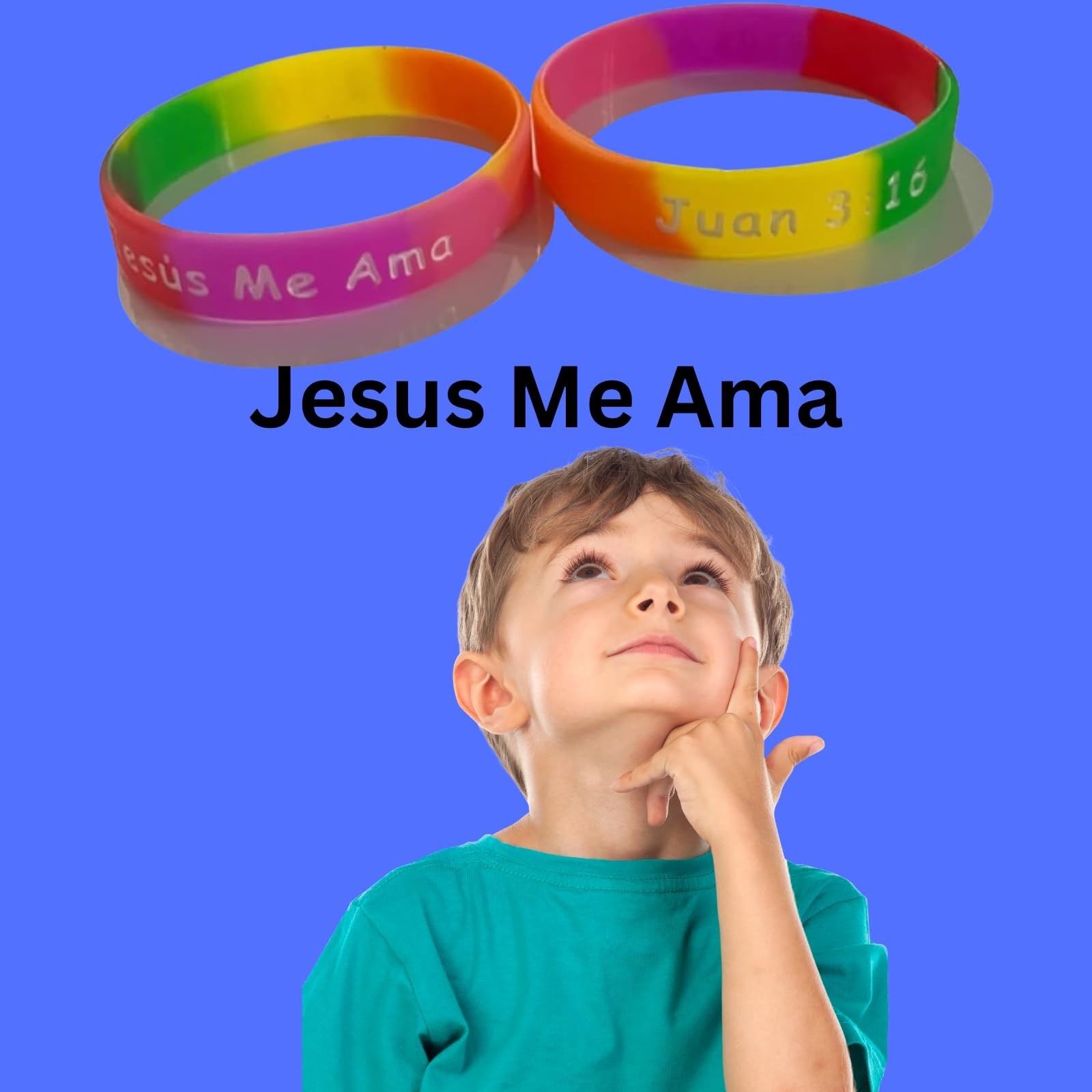 50-Pack Spanish Christian Bracelets – “Jesús Me Ama” Juan 3:16 Silicone Wristban