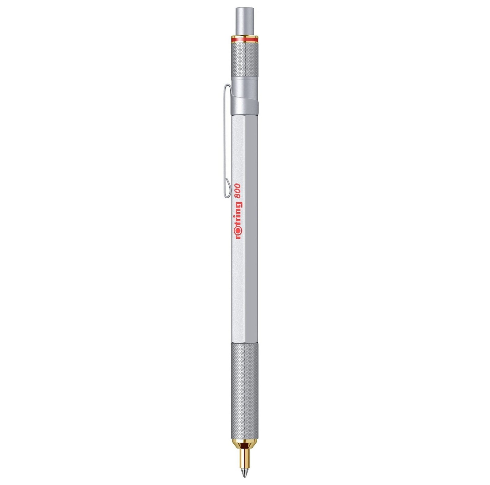 Rotring 800 Retractable Ballpoint Pen, Medium Point, Silver 1 Count (Pack of 1)