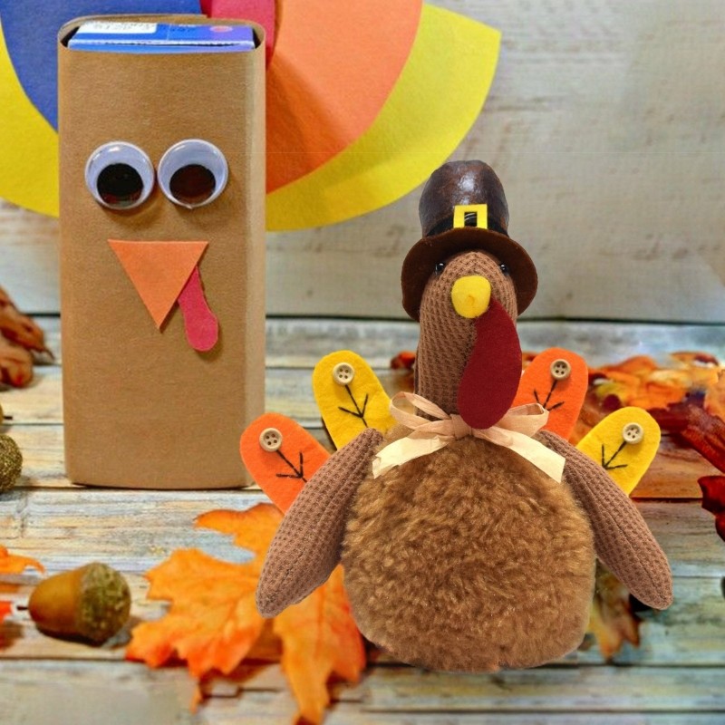 Thanksgiving Turkey Decorative Figurine Ornament Seasonal Tabletop Decoration
