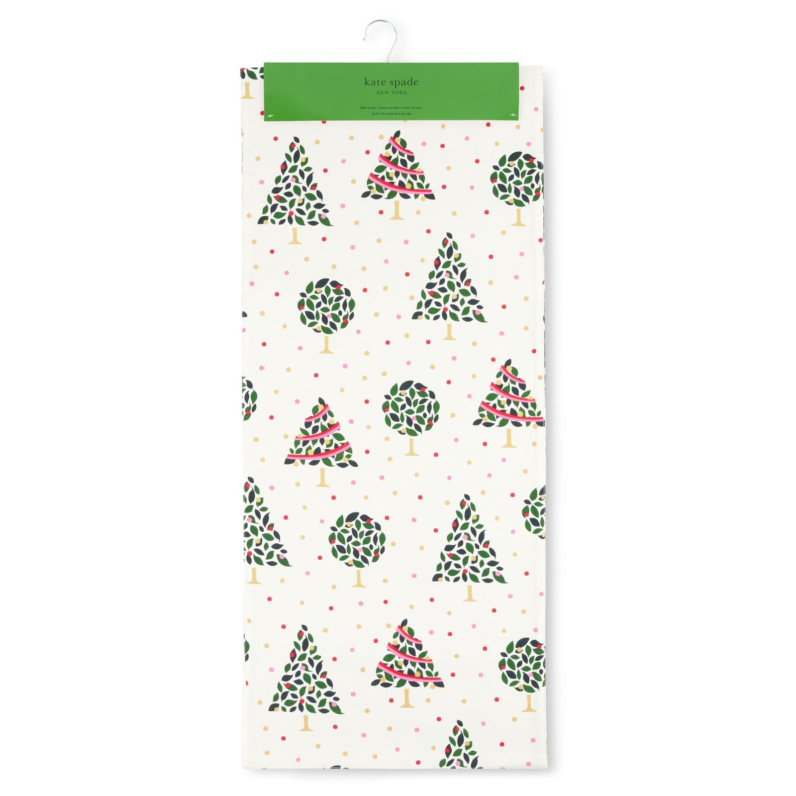 Kate Spade Holiday Confetti & Plaid Reversible Table Runner 15″x72″