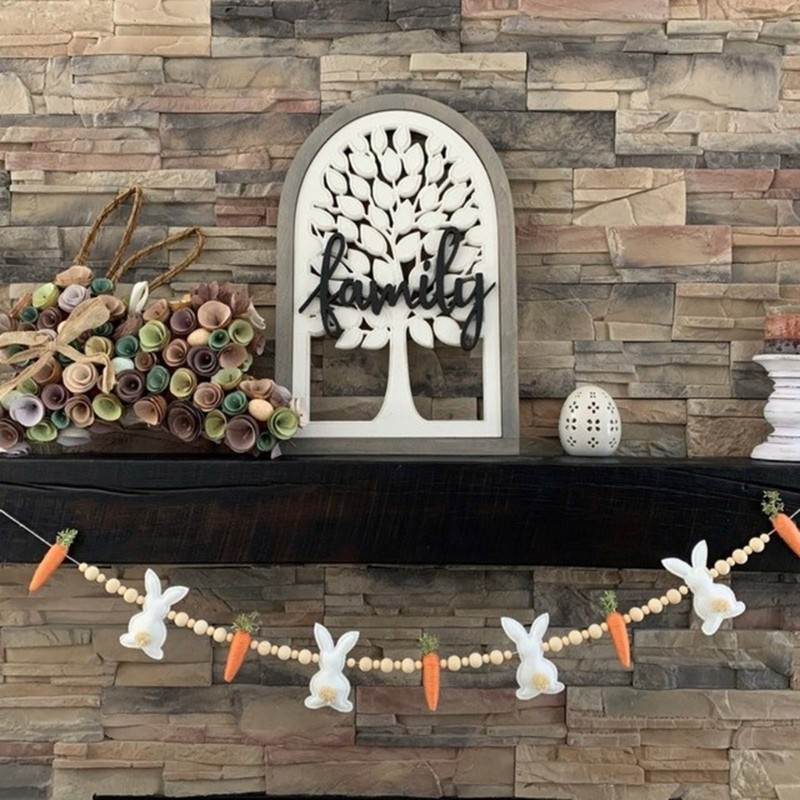 Easter Decor Rabbit Carrot Wreath Easter Banner Decoration Home Decor Ornament