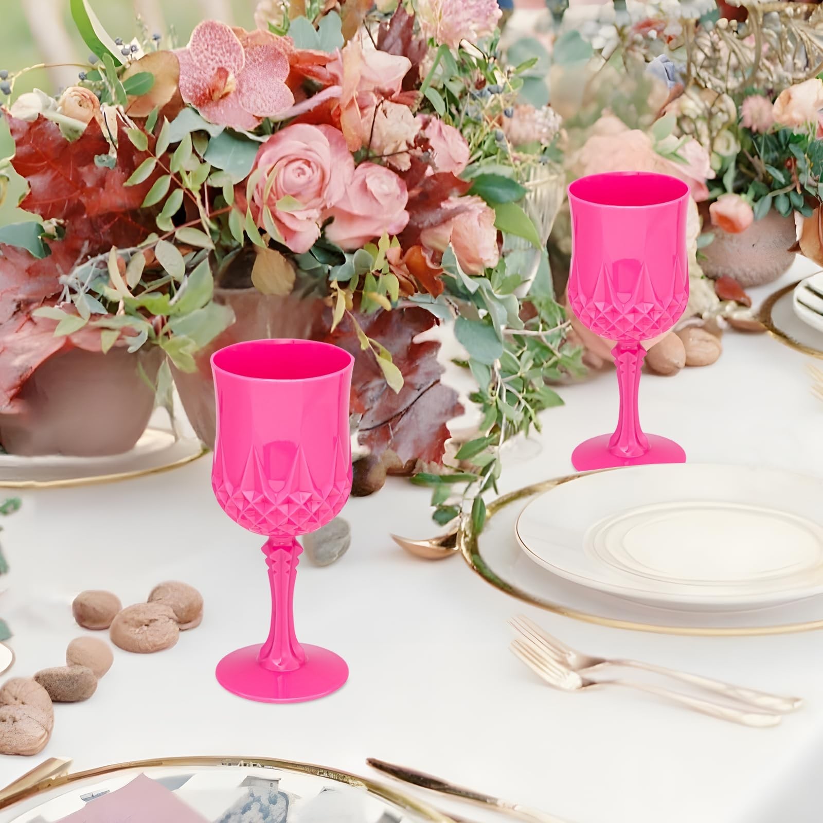Plastic Vintage Wine Glasses 7OZ Plastic Goblets Vintage Drinking Glasses 12P…