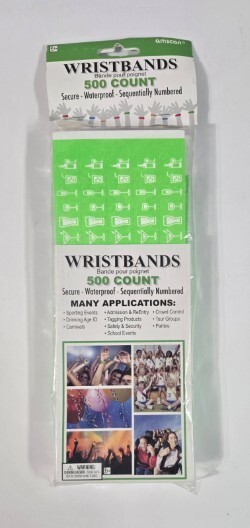 Amscan Wristbands Green 500 Count – Drinking Age Verified, Sequentially Numbered