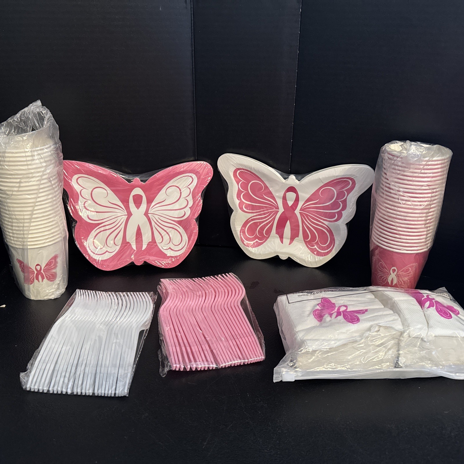 Breast Cancer Tableware Breast Cancer Awareness – Plates, Cups, Forks, Napkins