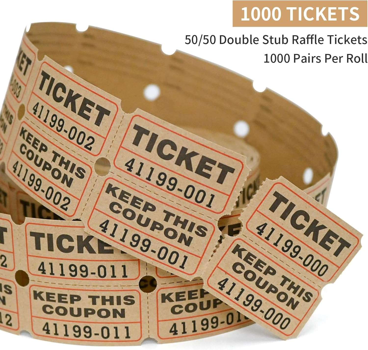 Raffle Tickets Double Rolls 1000 Per Roll 50/50 Raffle Tickets for Events,Car…