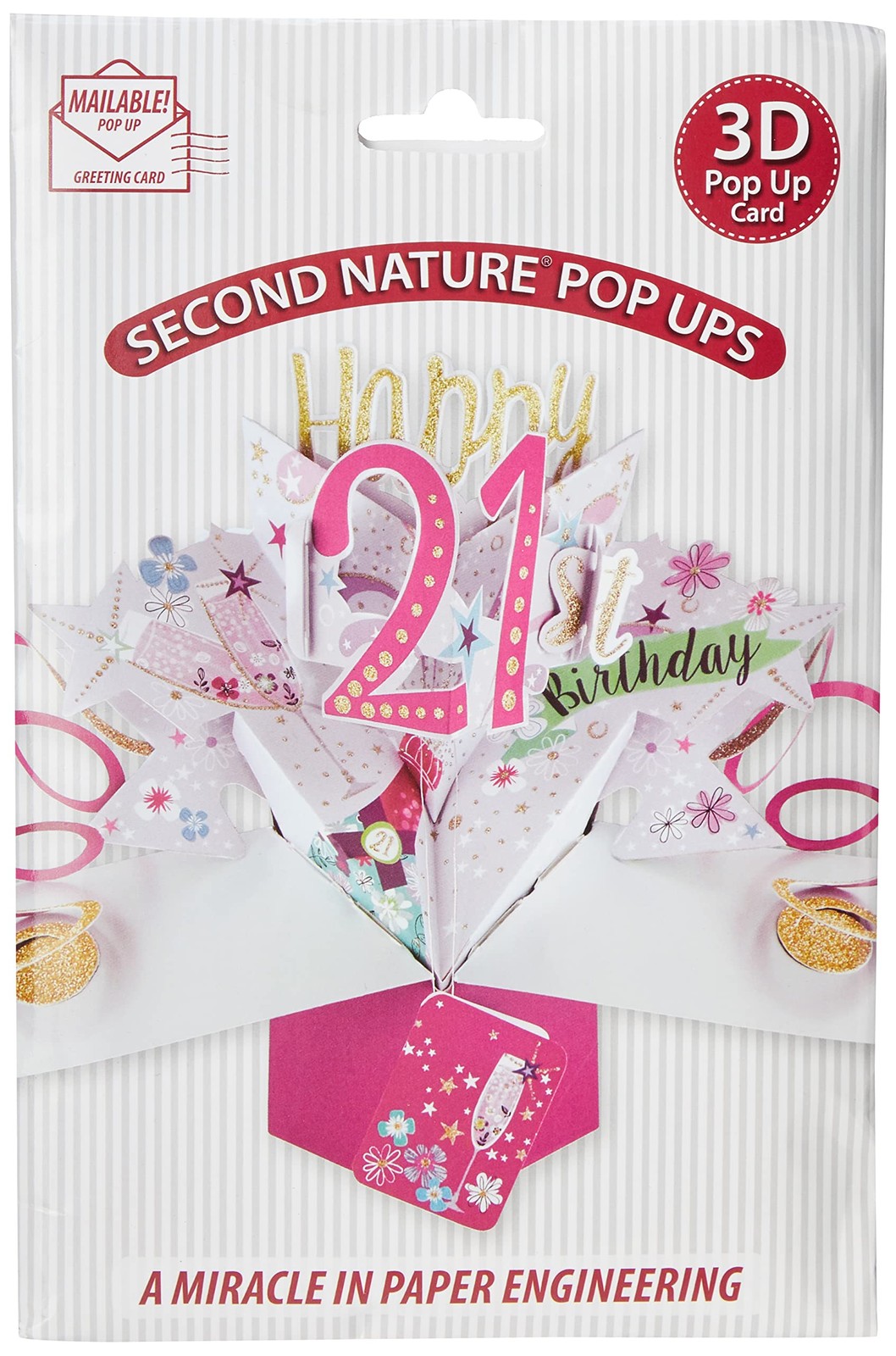 Happy 21st Birthday Open : 210 x 250mm (approx) / closed : 170 x 120mm, Pink