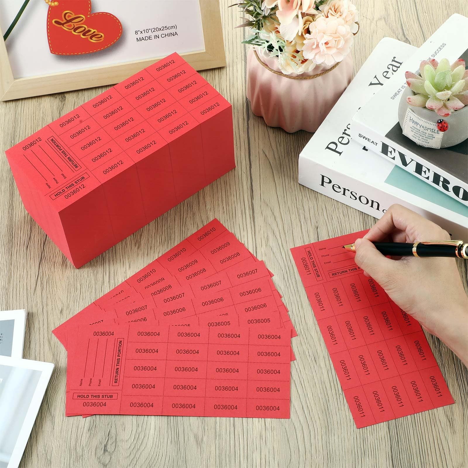 1000 Sheets Red 20 Bid Raffle Tickets Chinese Auction Fundraiser Silent Tags