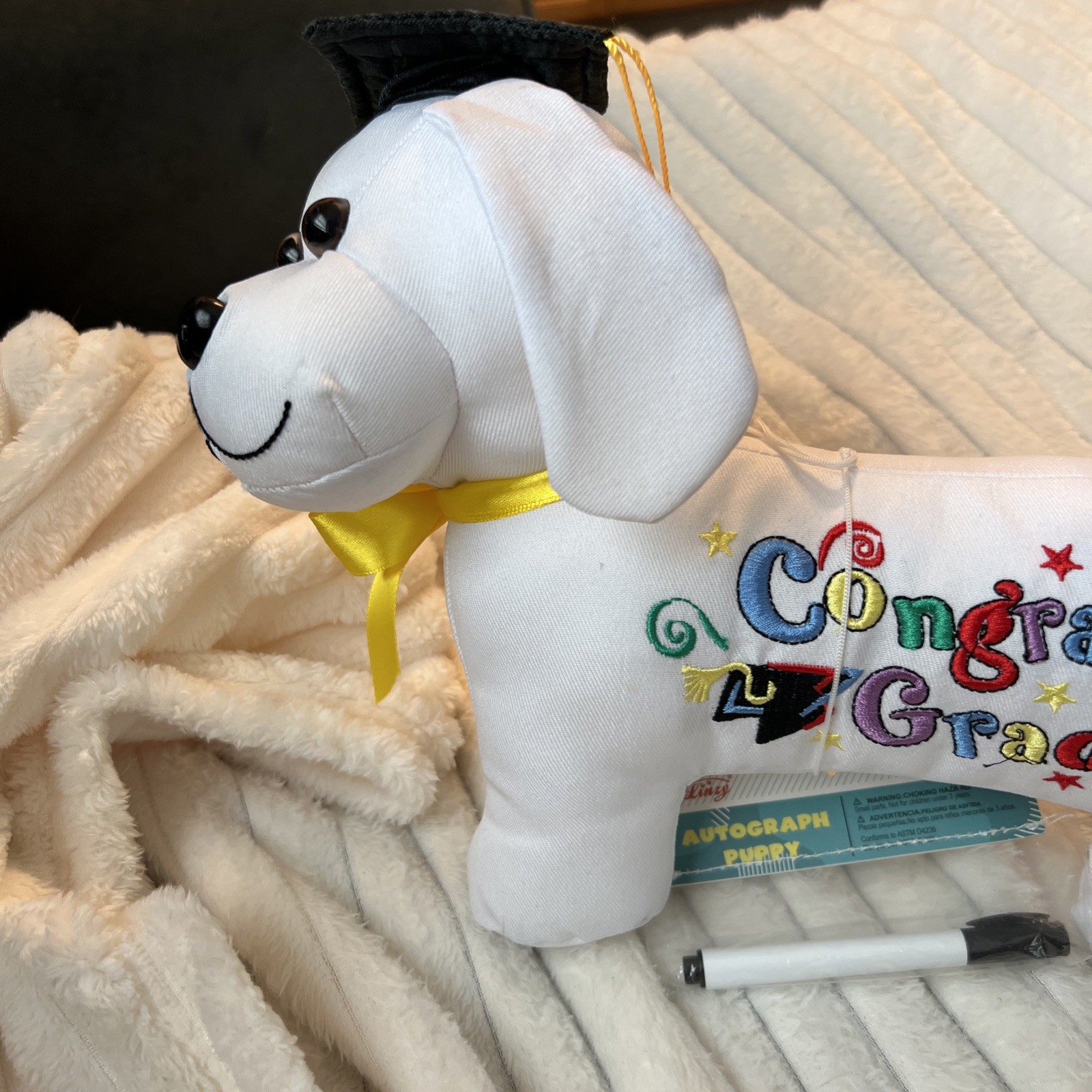 Charming Toys 11″ Graduation Autograph Dog with Pen Black Cap Congrats Grad!