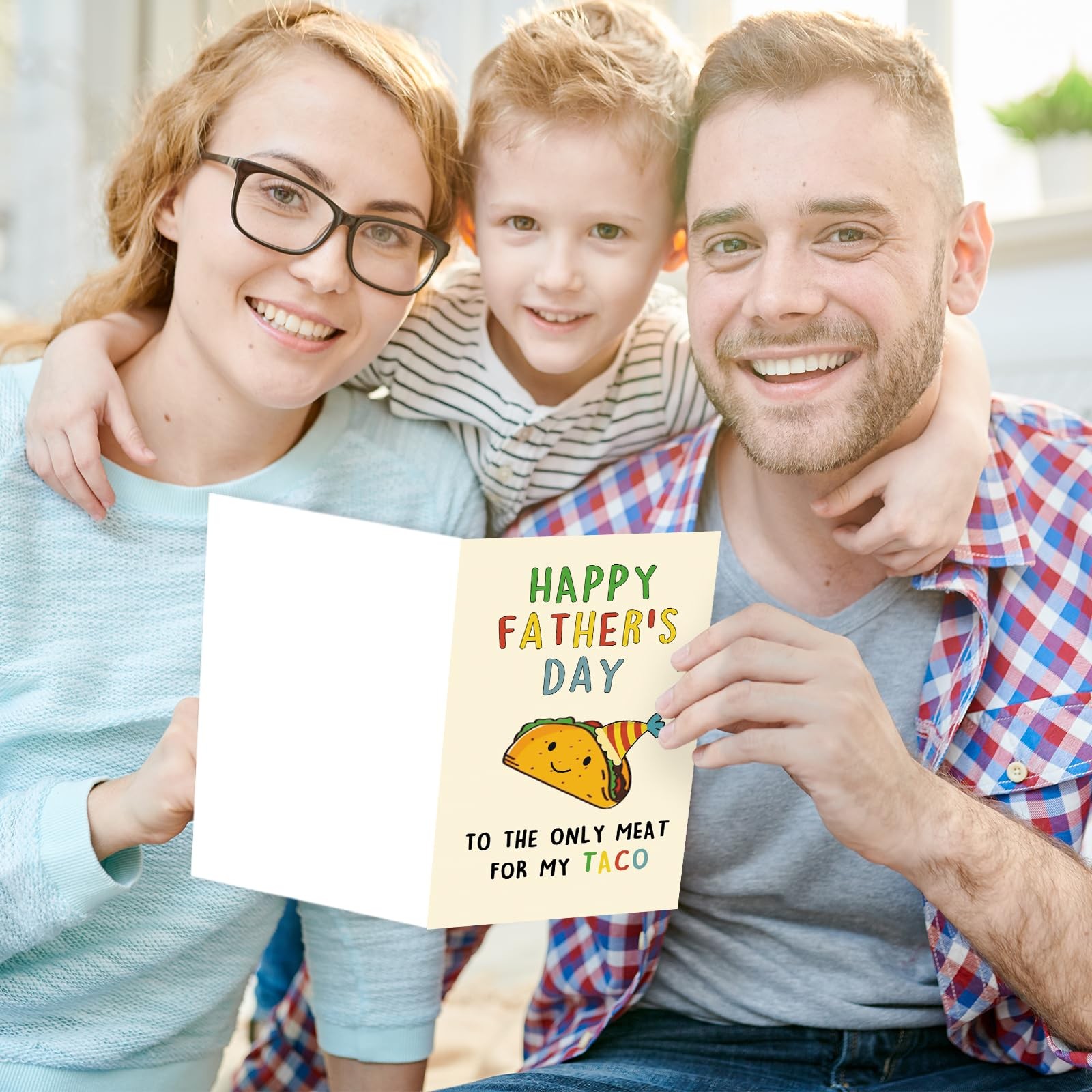 BENNLOOS Lovely Taco Father’s Day Card for Dad, 1 Count (Pack of 1), red