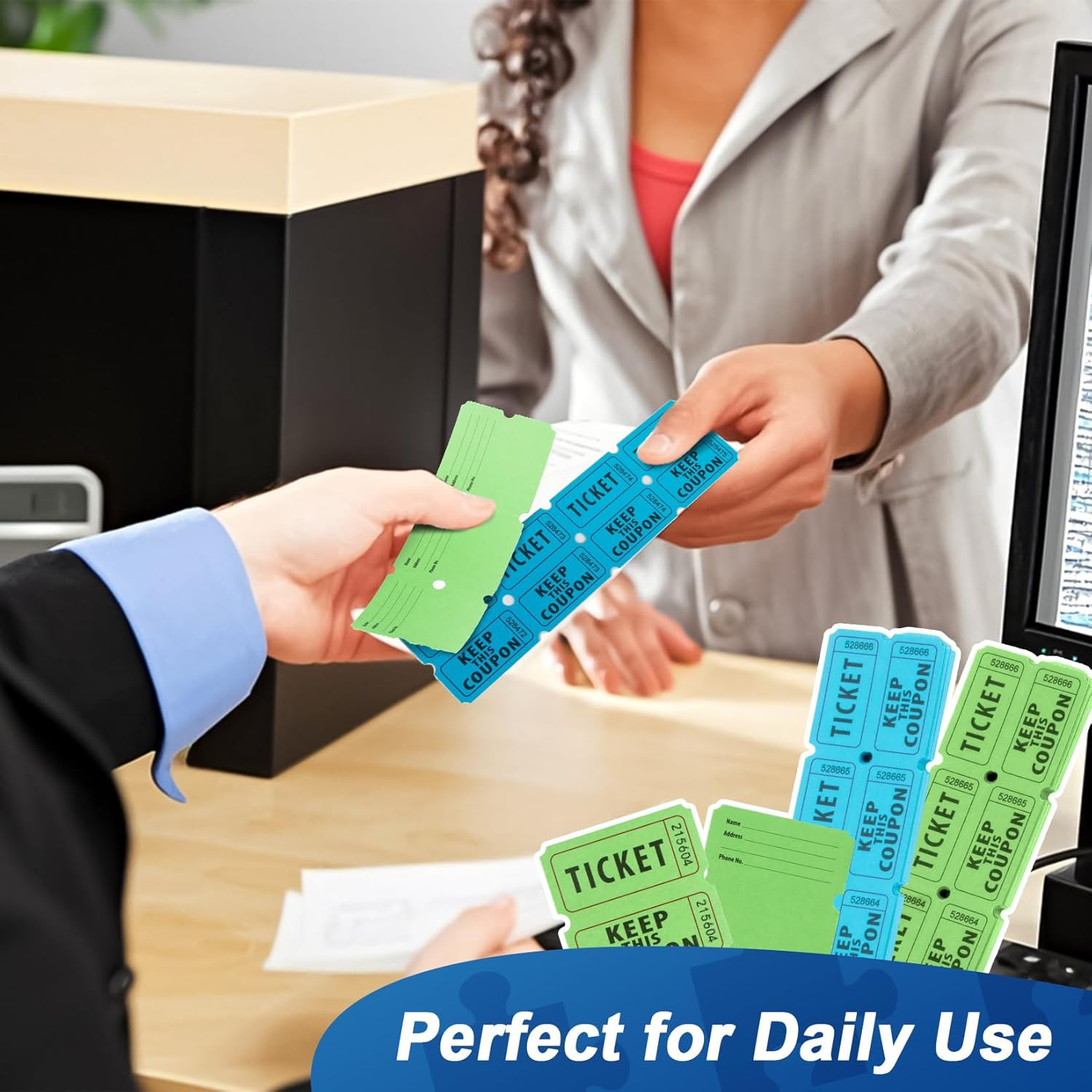 800PCS Raffle Tickets Roll – 50/50 Double Raffle Tickets, Perforated Line Consec