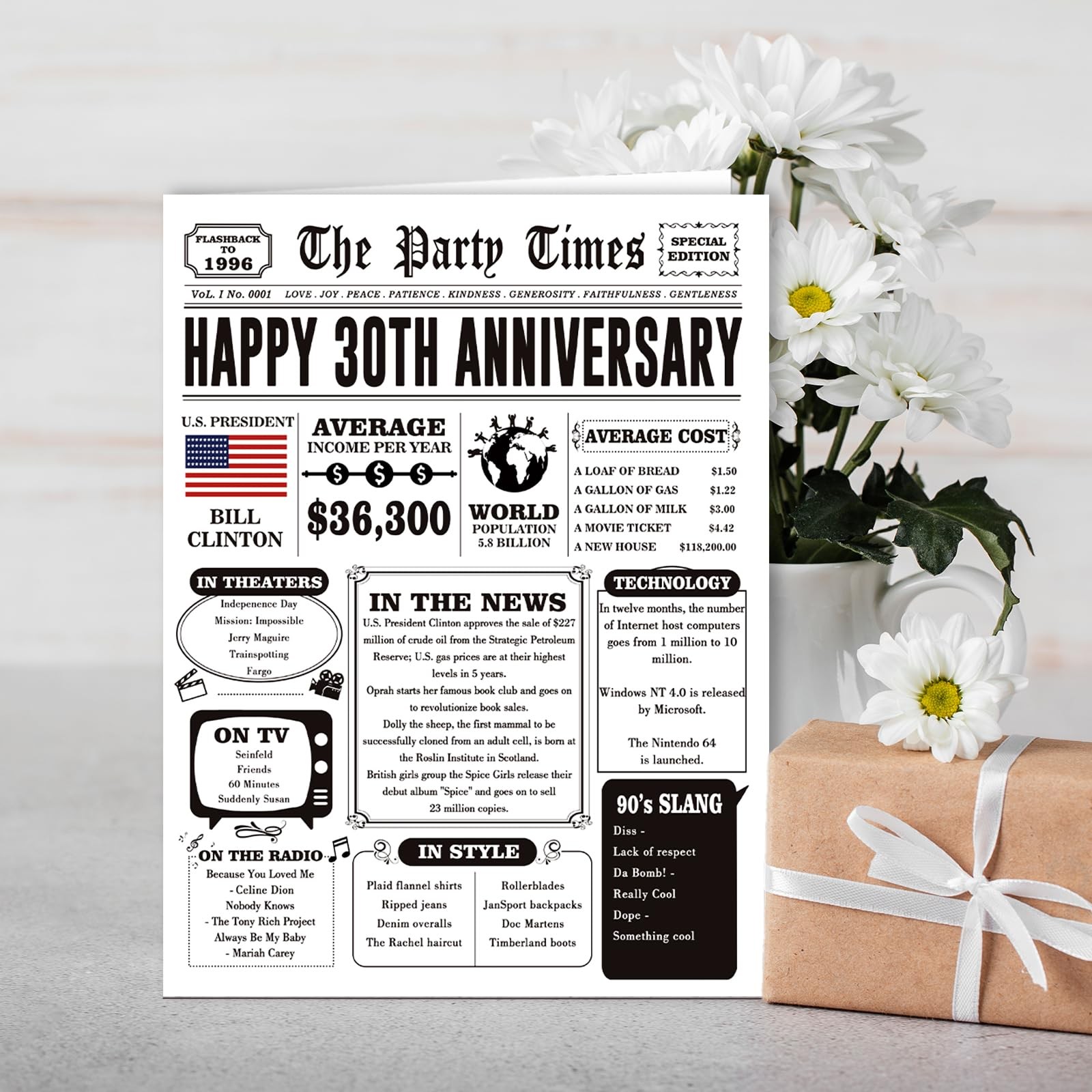 Missonemi Jumbo 30th Anniversary Card for Women Men, 7.9 x 10.6 inches,