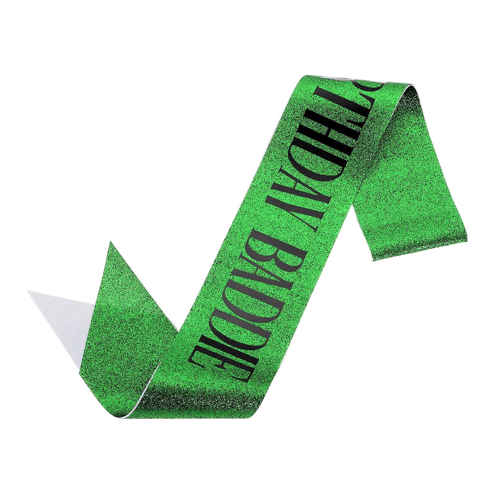 Birthday Baddie Sash with Pin Black Lettering for Party, Green