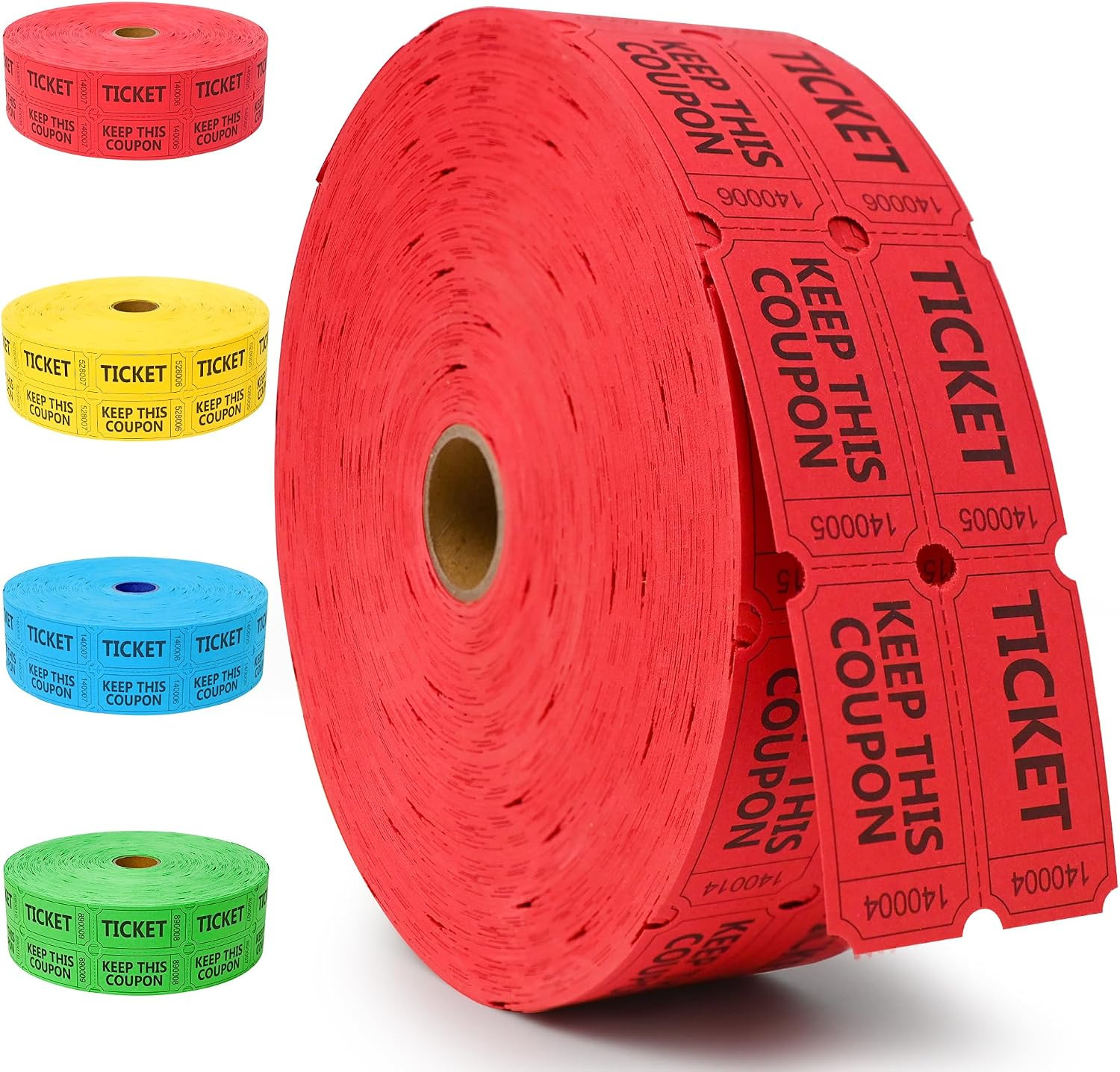 4000 Pcs (2000 Pairs) Raffle Tickets Double Roll, Red Raffle Tickets Roll wit…