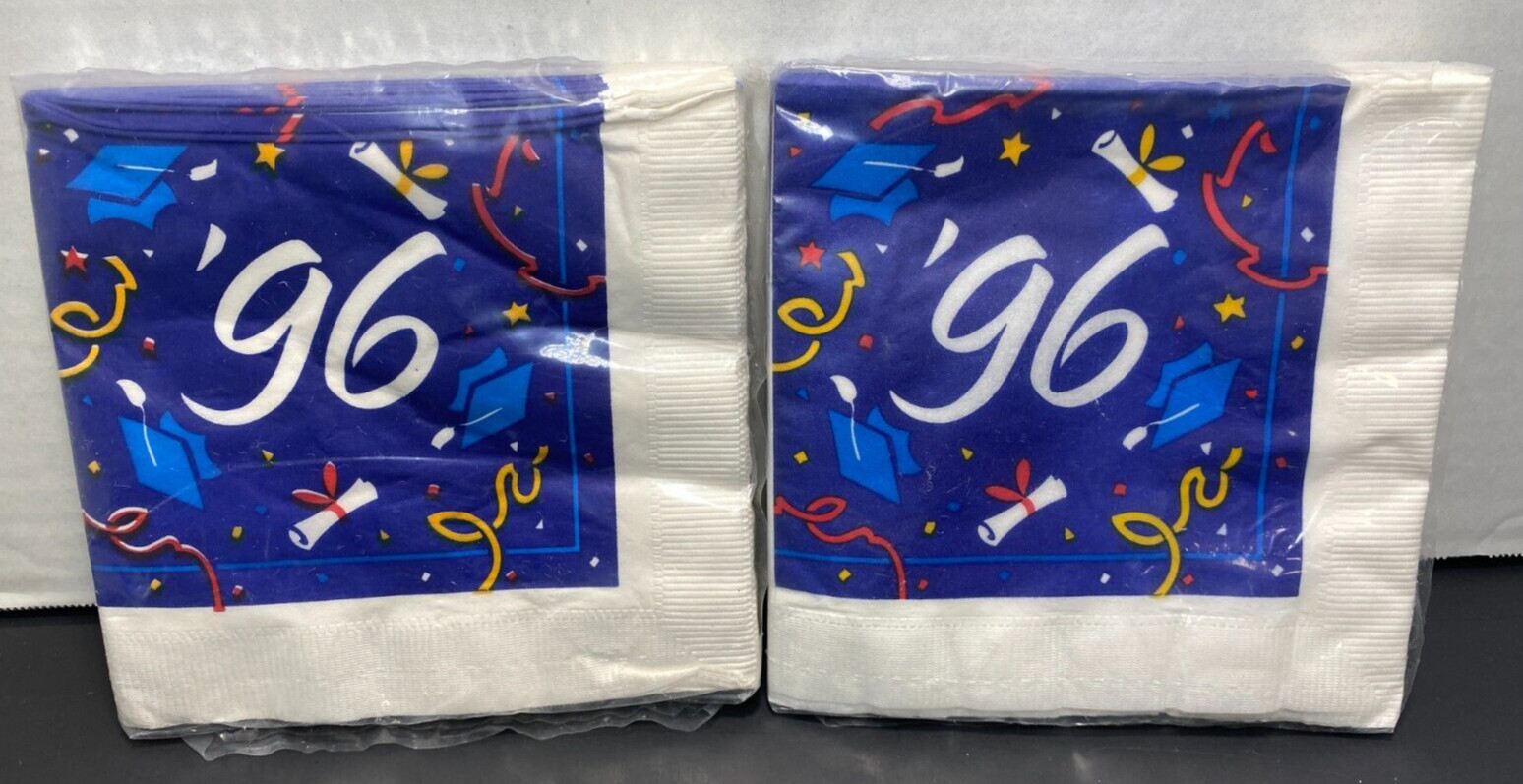 New Vintage Forget Me Not 1996 Graduation Napkins-16 per Package