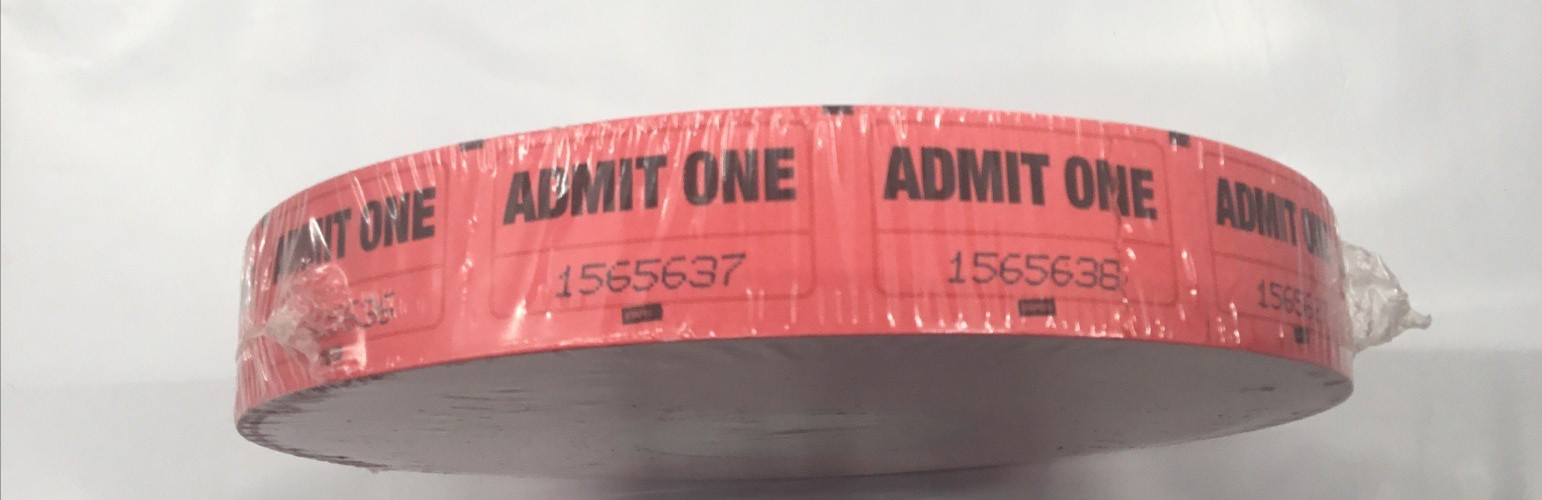 2000 Single Admit One Red Event Party Raffle Roll Tickets 718103130165 SEALED