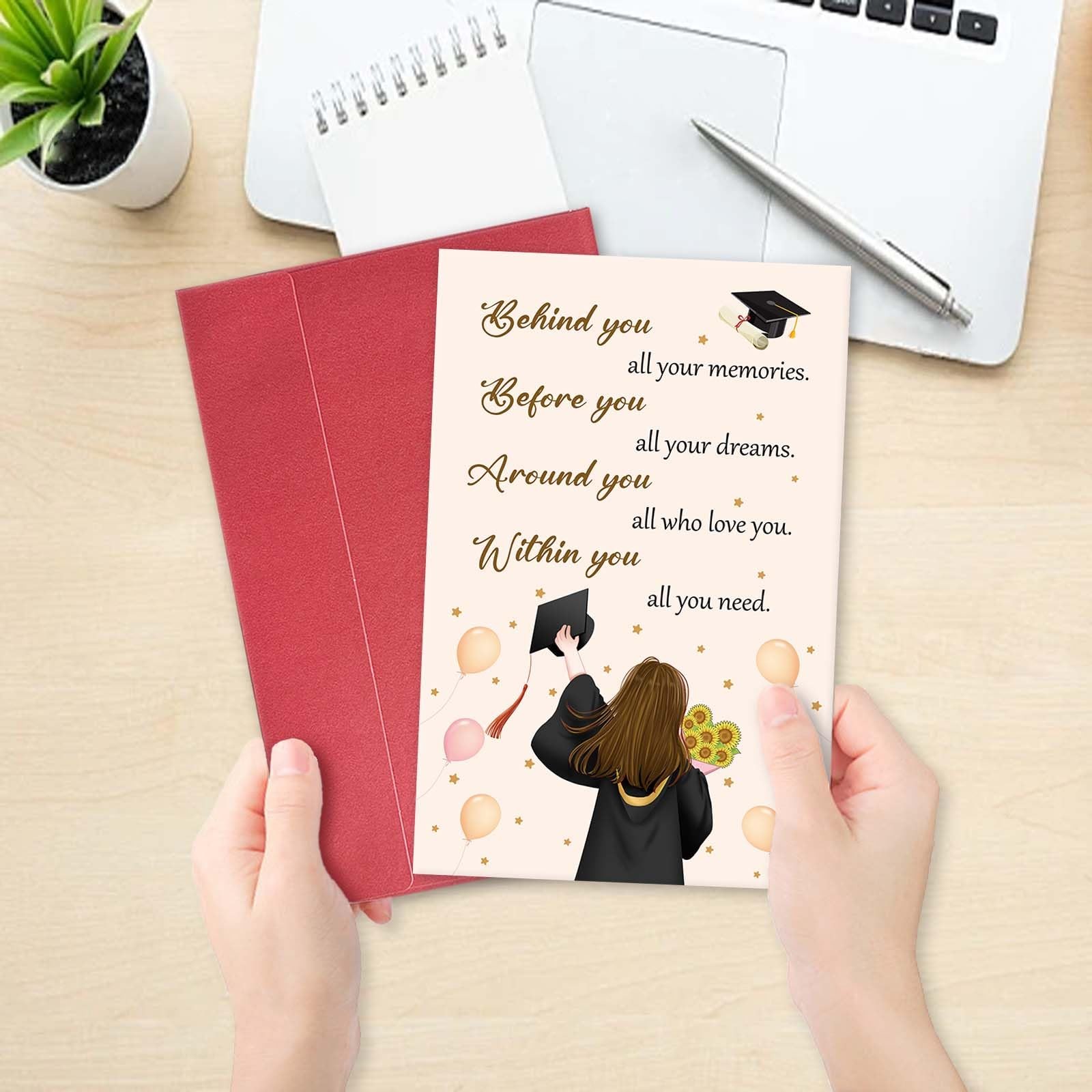 hvdler Inspirational Graduation Card for 8 inches x 5.3 inches, Behind You