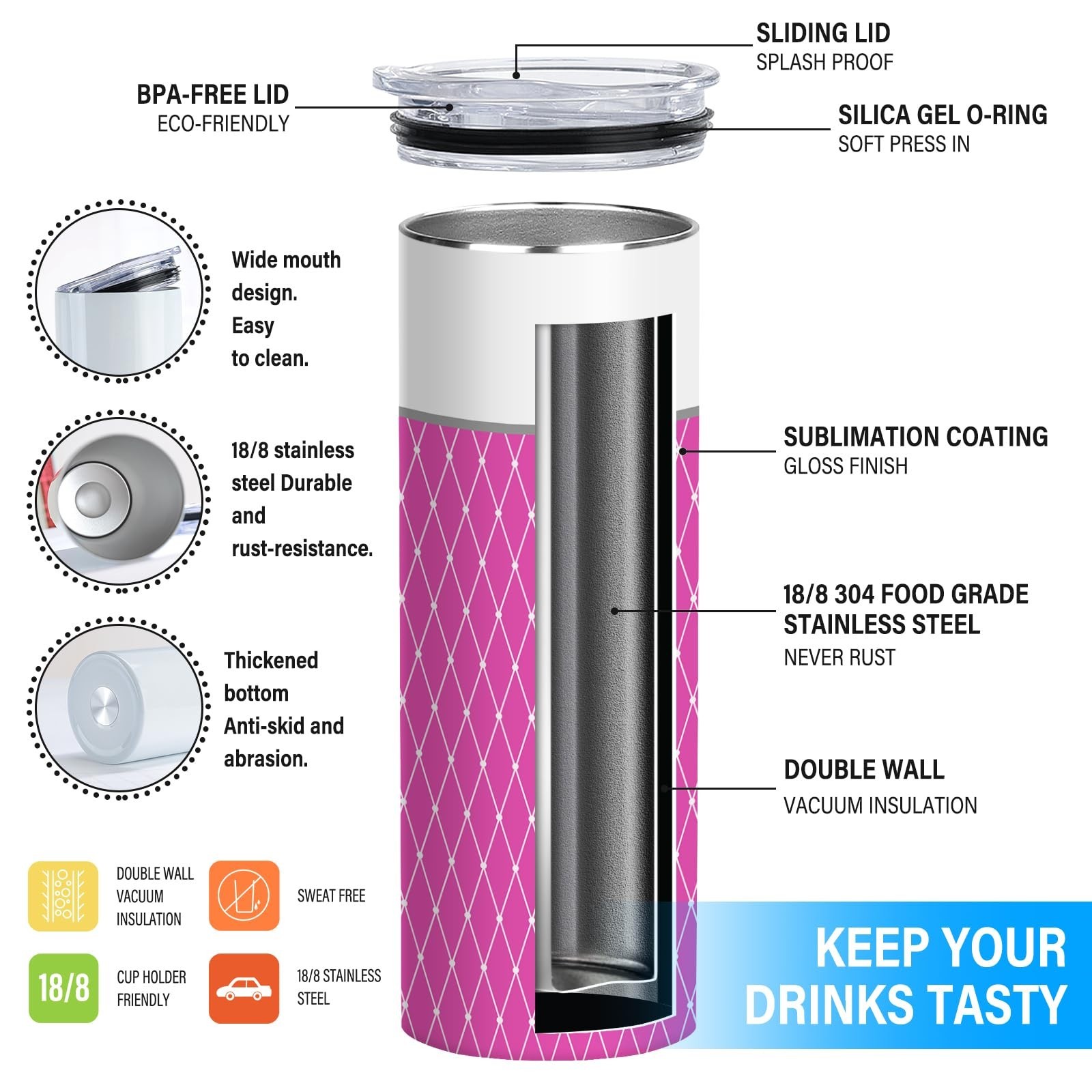 Funny Tumbler, Hairspray Tumbler 20oz Skinny Cup Gift for Women Interesting P…