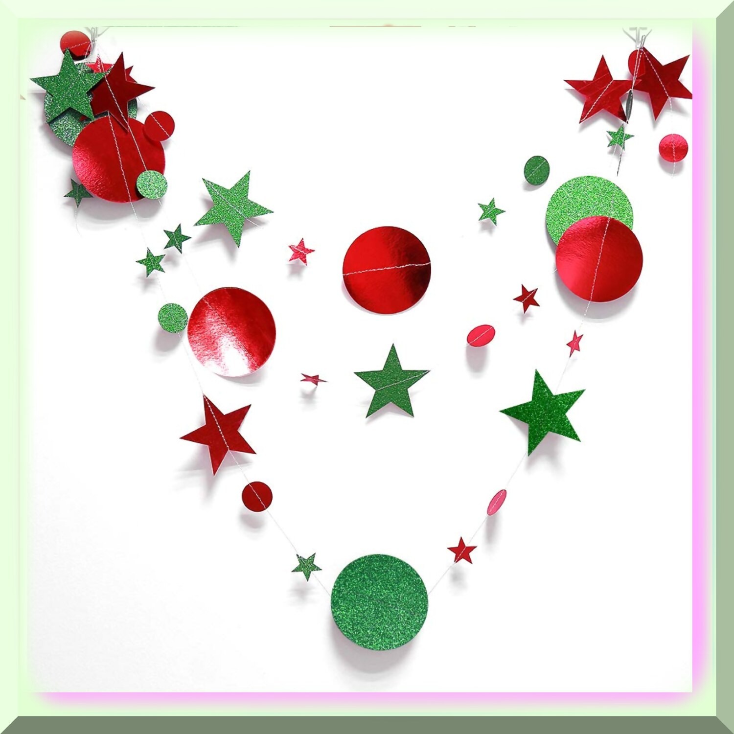 Sparkling Holiday Garland with Glitter Stars and Dots