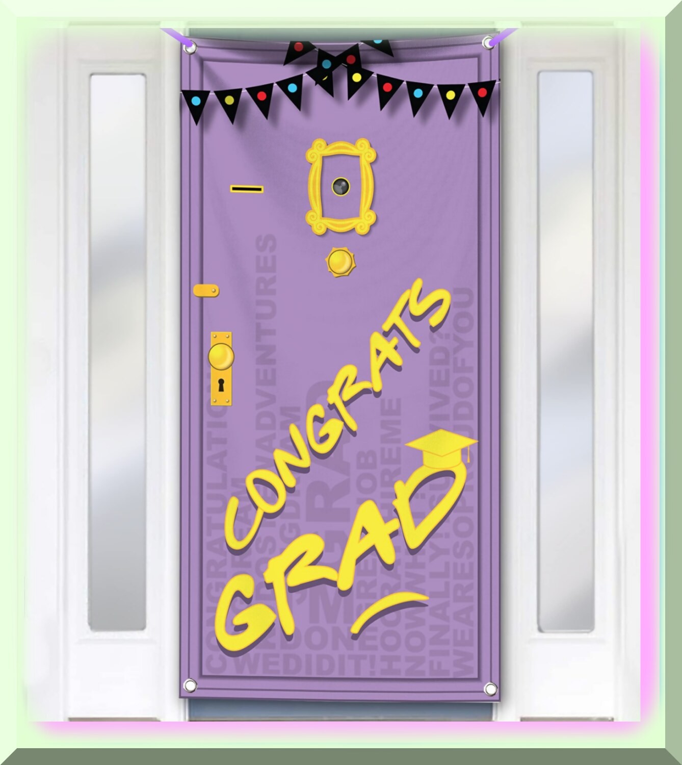 Purple Graduation Banner 74×36 inches with Ribbon