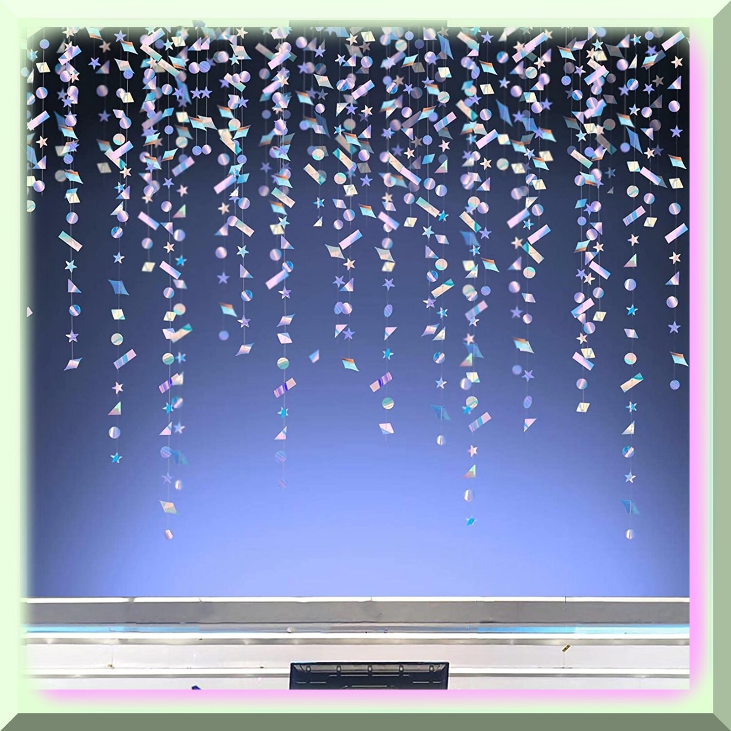 Iridescent Confetti Garland and Backdrop Set