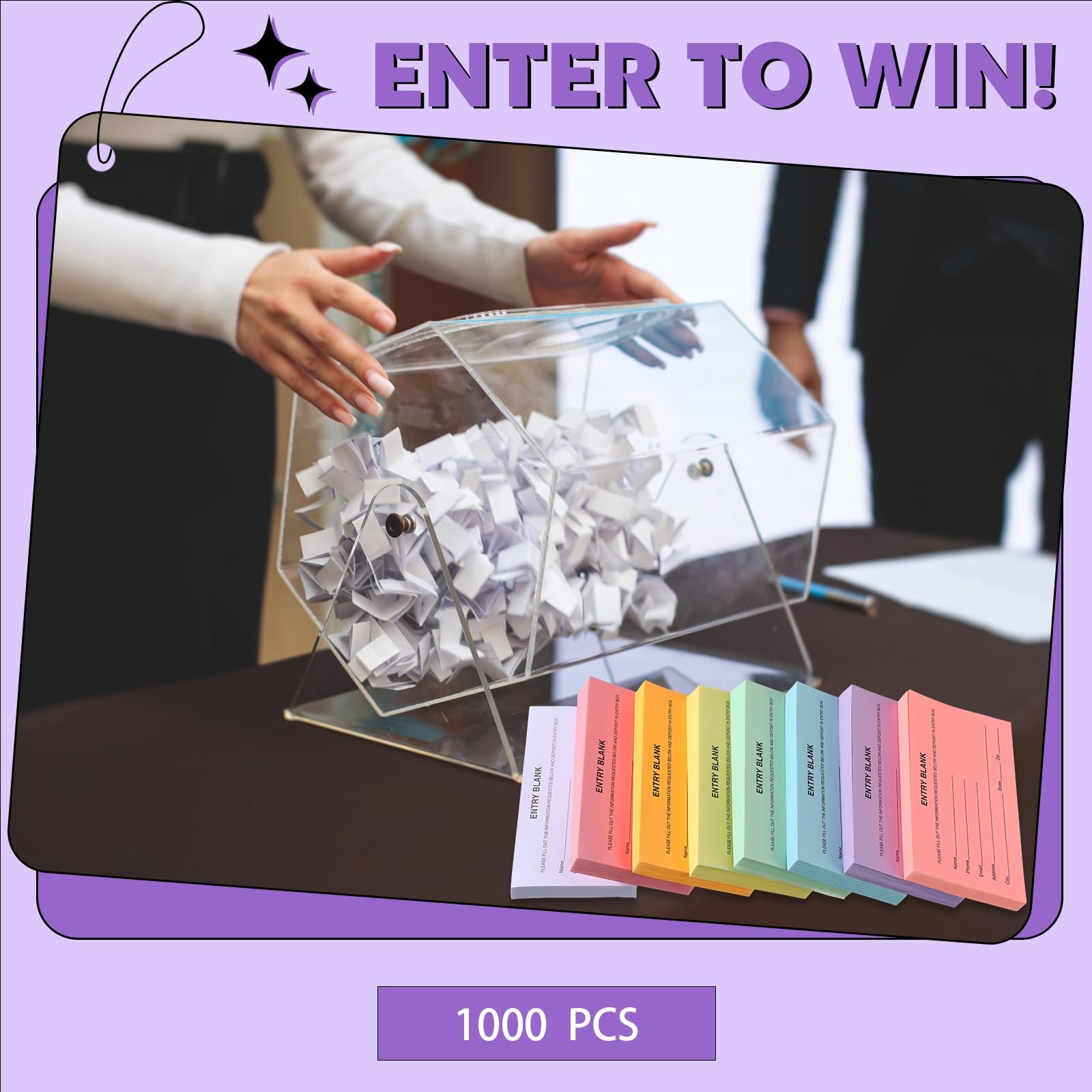 1000 PCS Raffle Ticket Sheets Multicolor Double Roll Entry Forms