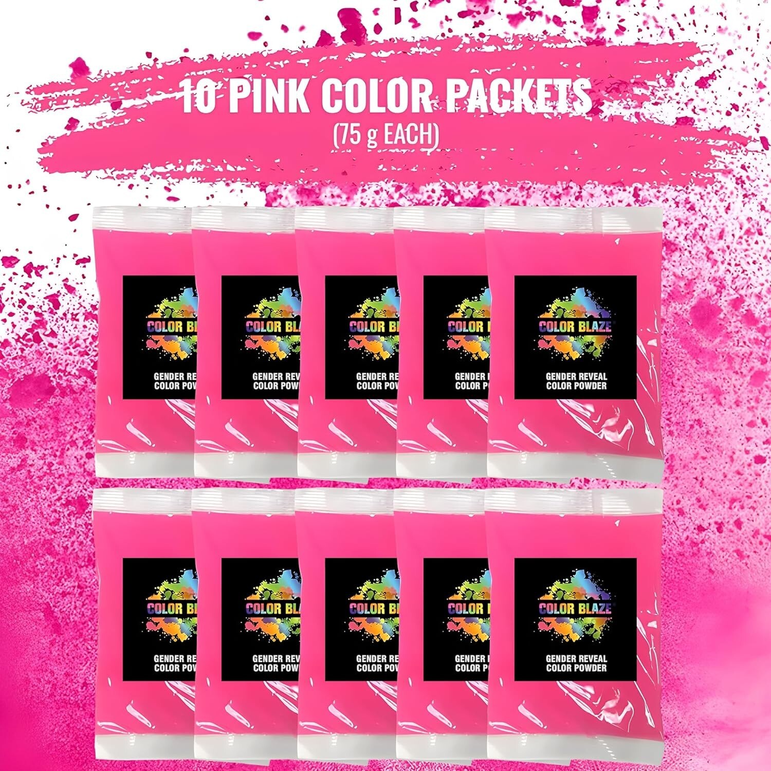 Color Blaze Gender Reveal Powder Packets – Blue – Set of 10, Baby Party, Boy