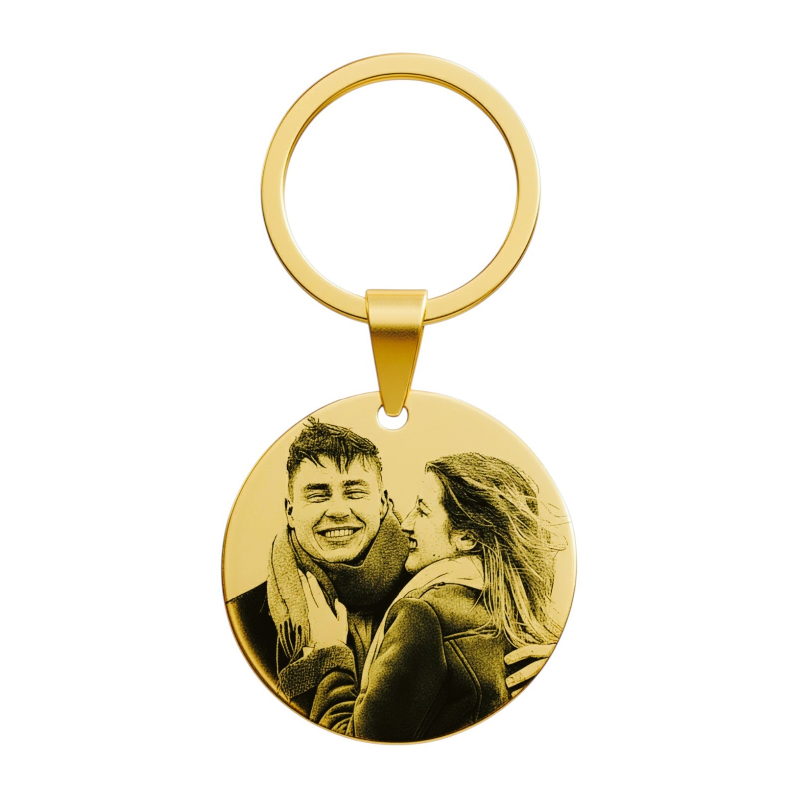 Personalised Gold Keyring, Custom Photo Keychain Gift For Mum, Dad, Him, Her