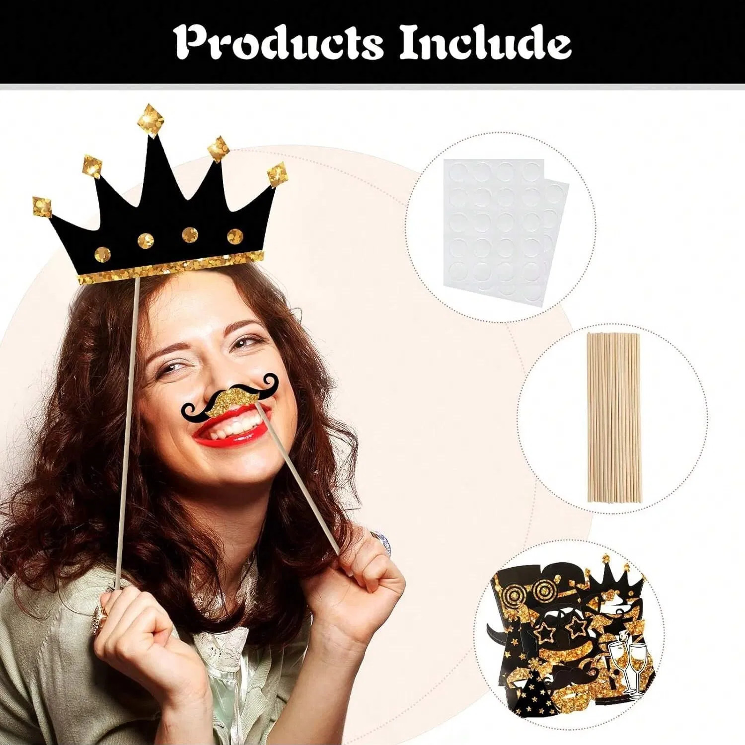 24 Pieces Party Photo Booth Props For Birthday Weddings Graduation Prom Party Su