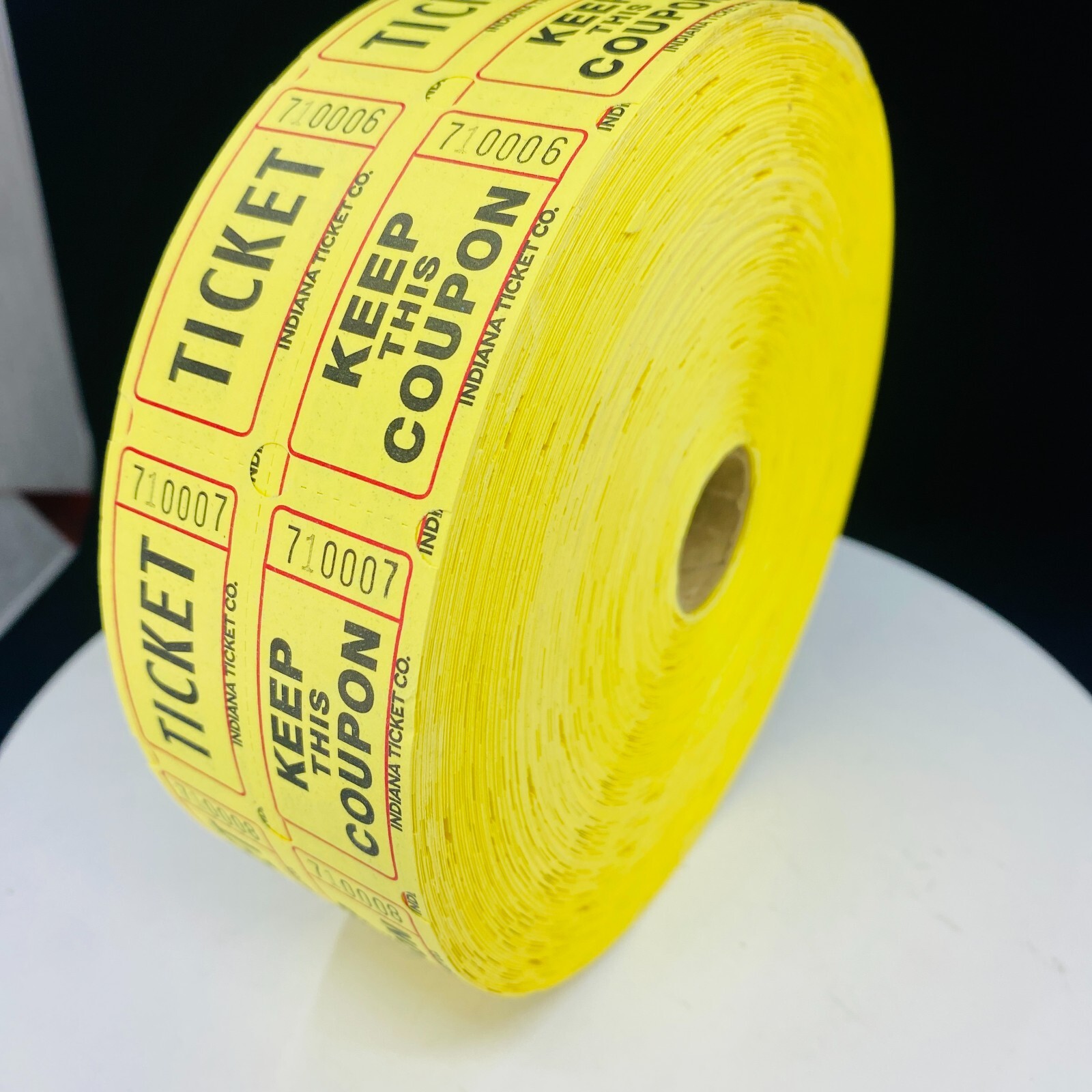 INDIANA TICKET CO. 2,000 YELLOW Raffle Tickets Double Roll, 50/50 Raffle Ticket