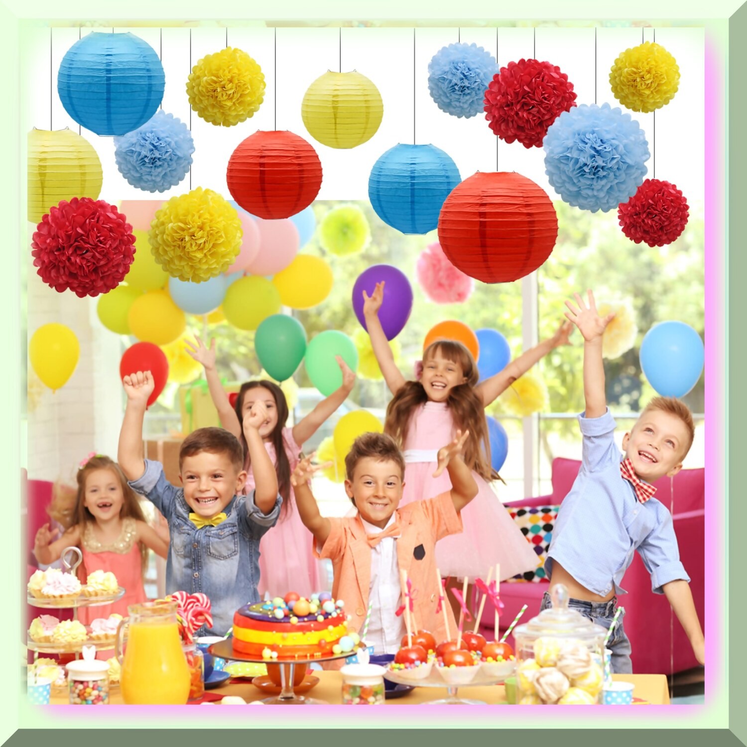 Colorful Hanging Party Decor Set 15 Pieces