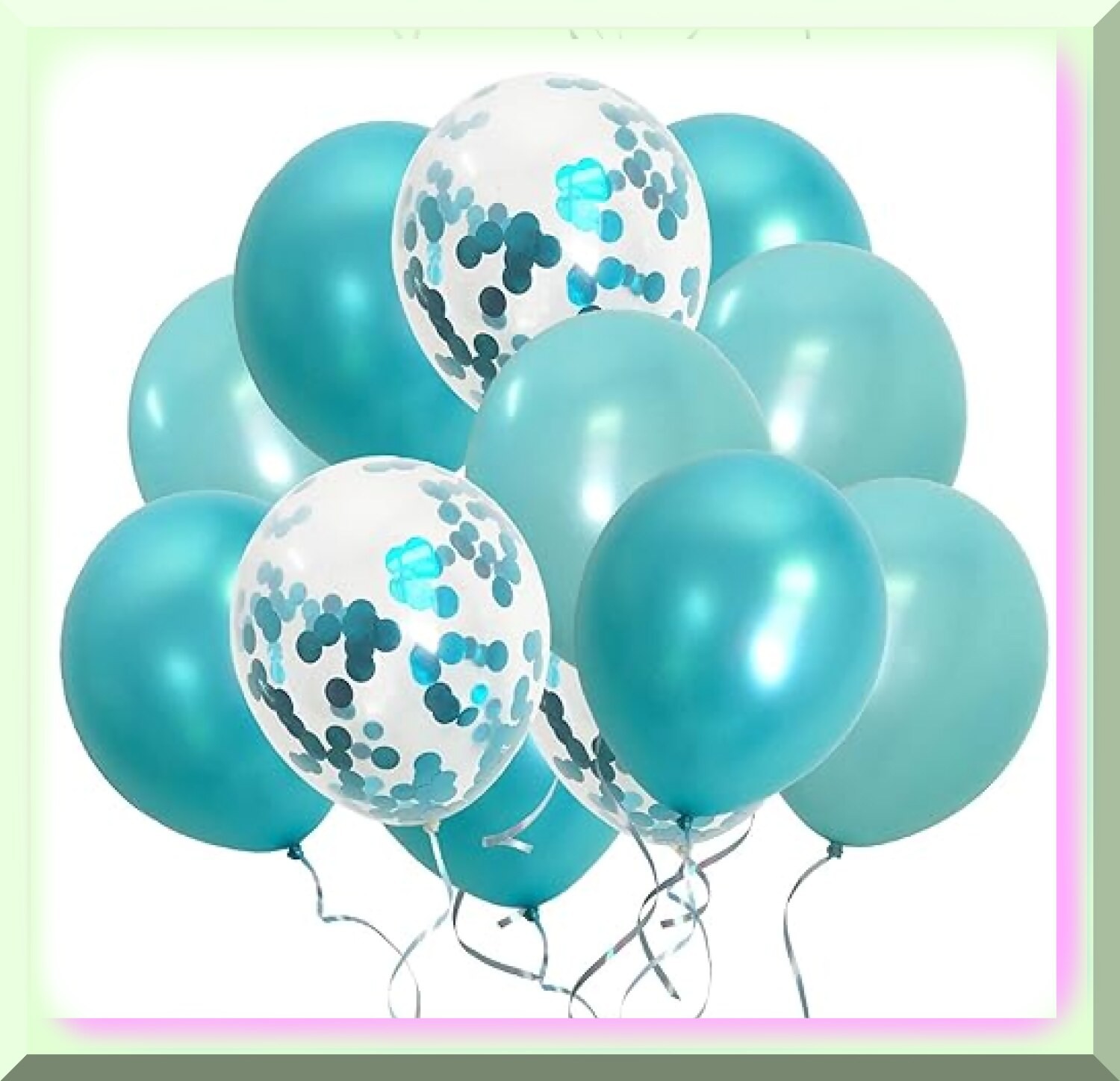 Turquoise Metallic Confetti Balloons 12-inch Pack of 20