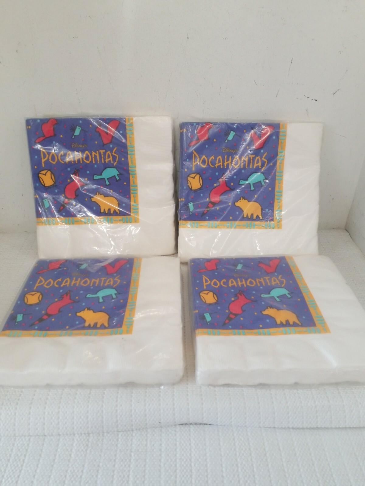 Vintage Disney Pocahontas (4) 16 Party Napkins Sealed Hallmark 13 3/8″ X 13 1/2″