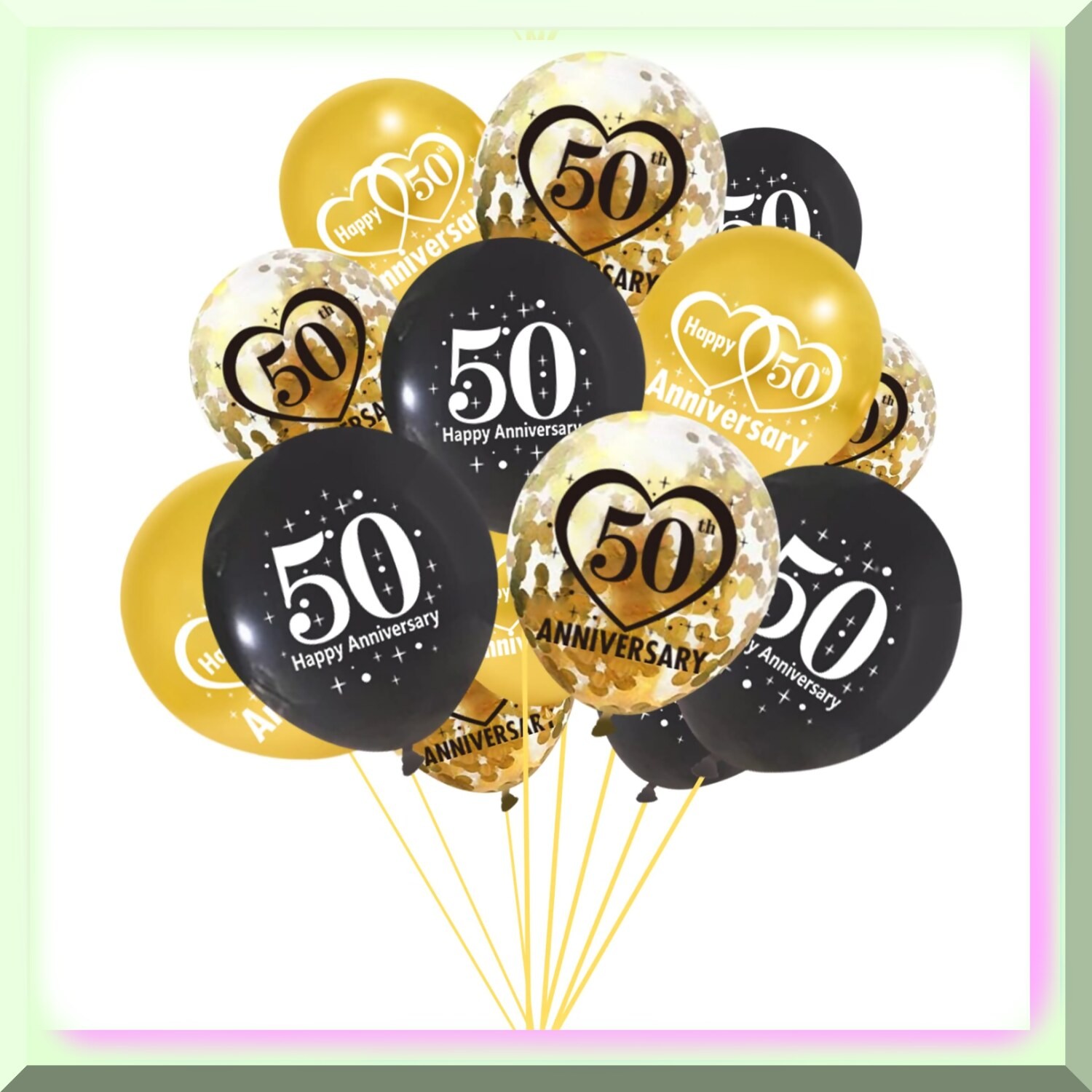 Golden Jubilee Balloon Kit 30 Pieces Black Gold