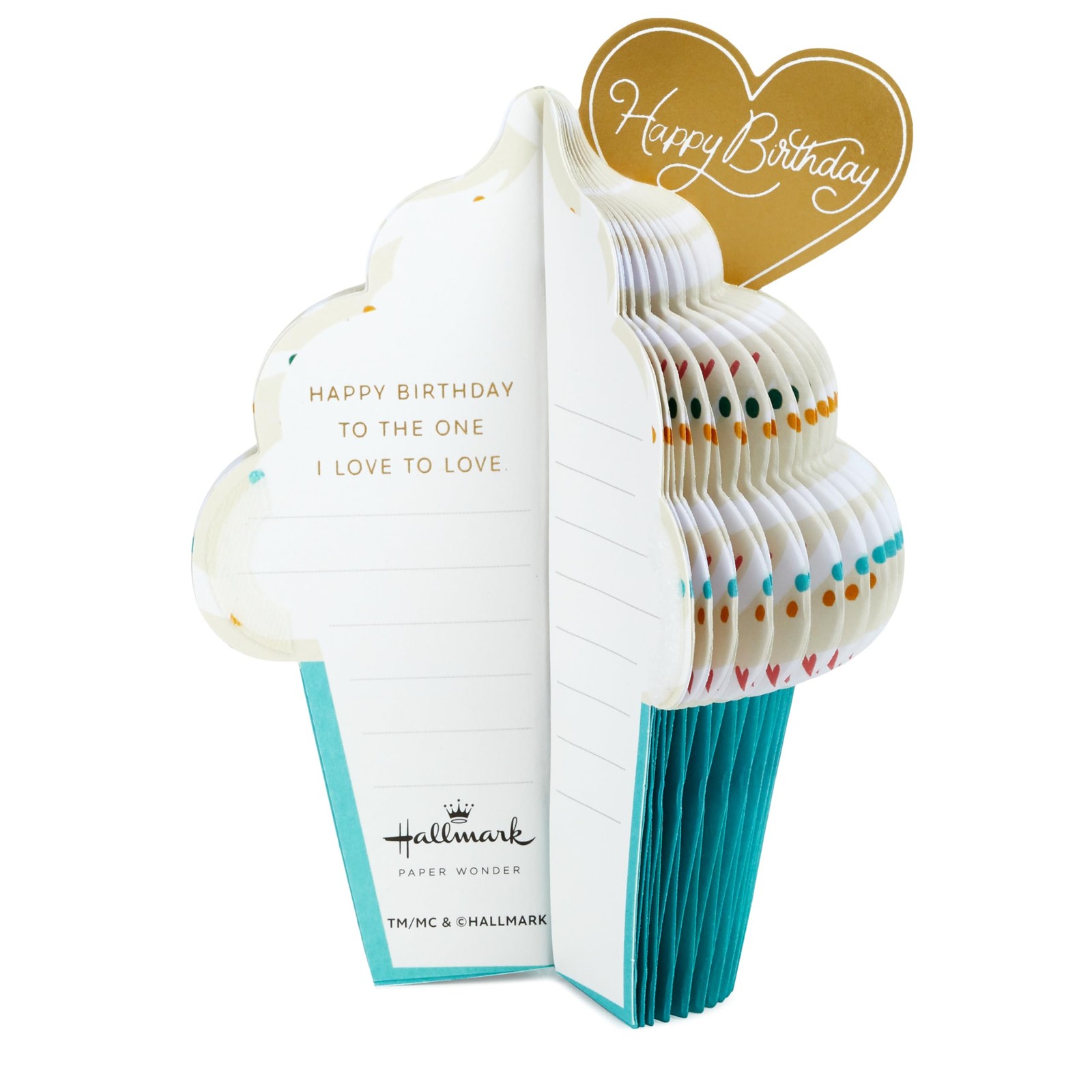 Hallmark Paper Wonder Romantic Pop 5 inches by 7.25 inches, Honeycomb Cupcake