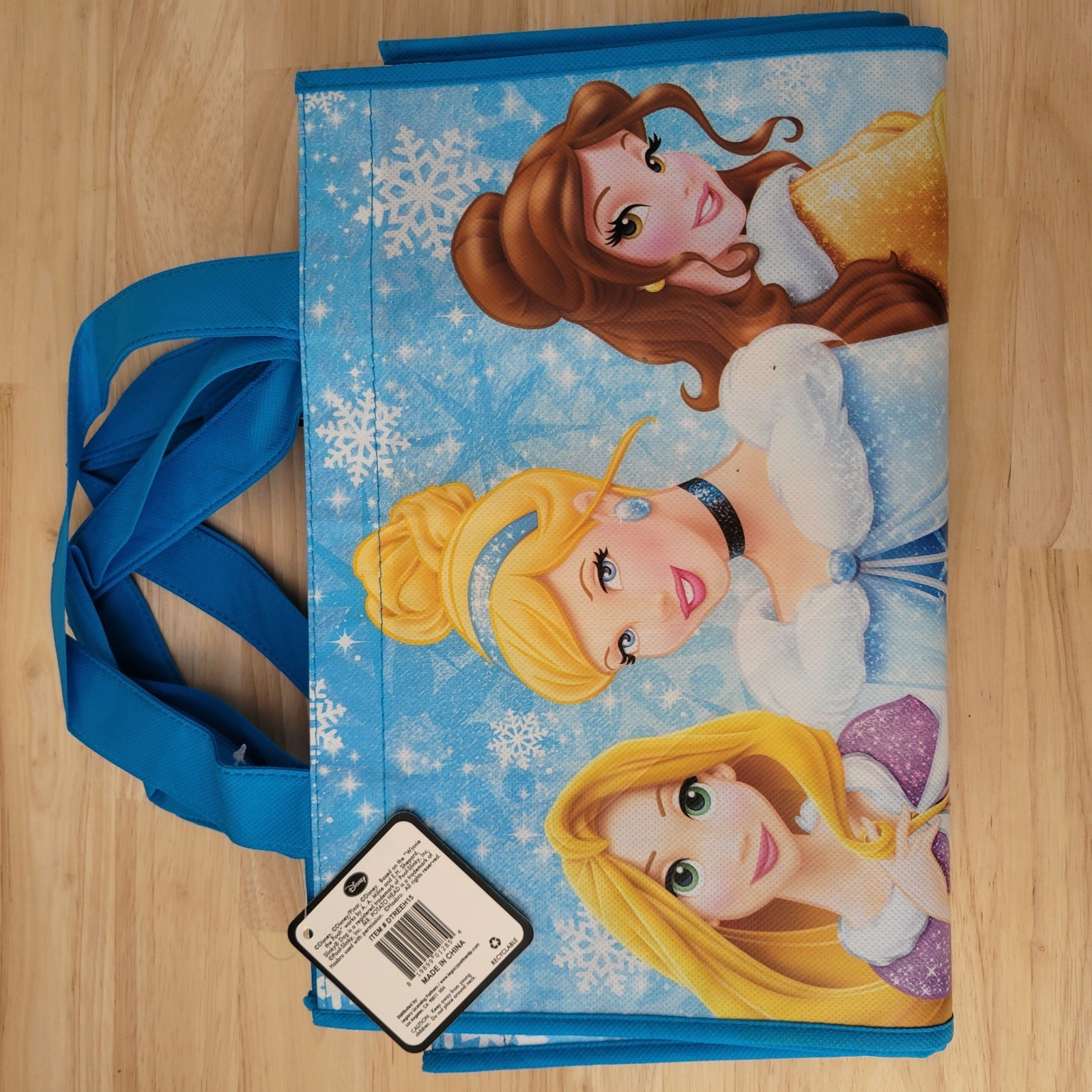 Disney Princess Reusable Shopping Bags Set-4 Cinderella Belle Rapunzel Snowflake