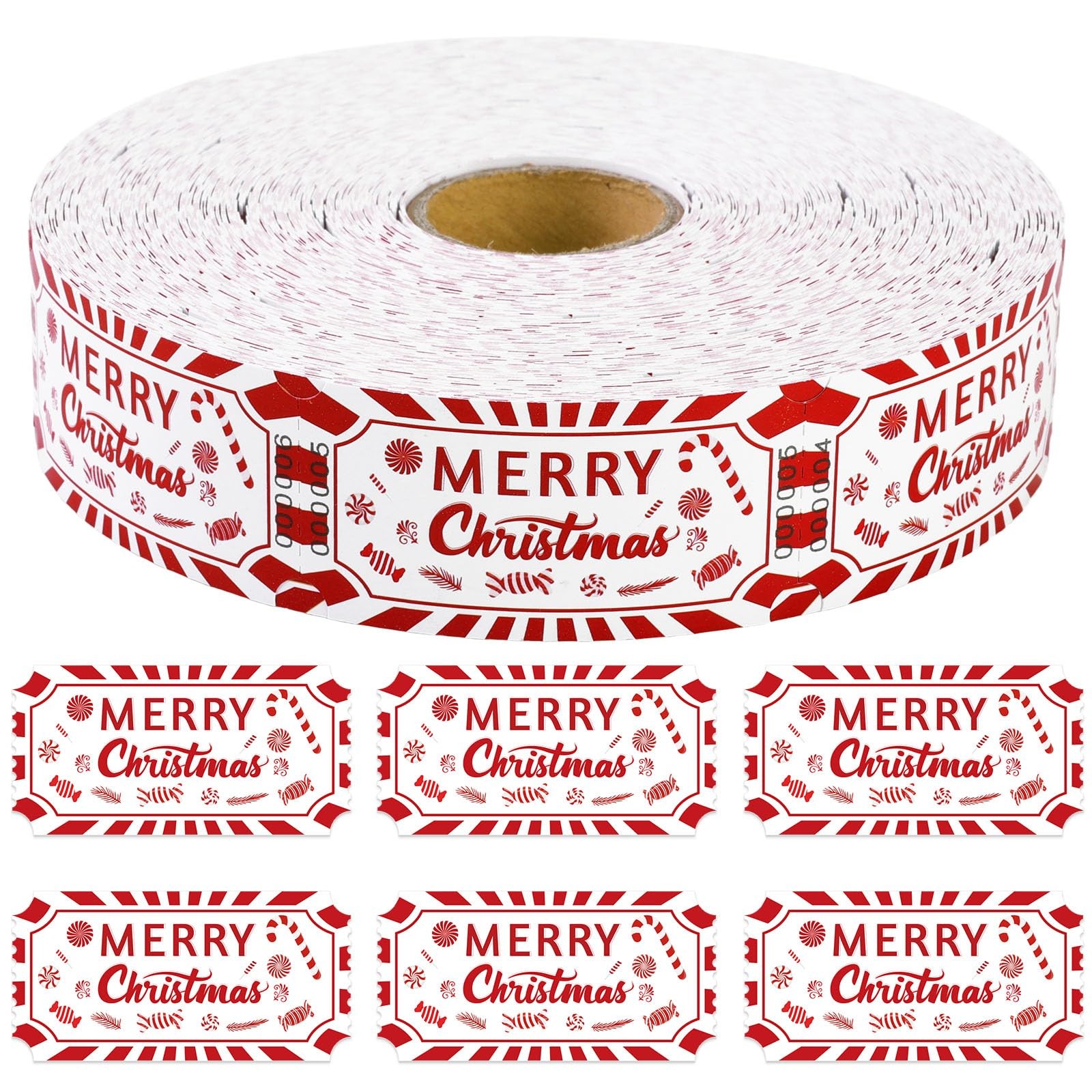 1000 PCS Merry Christmas Candy Drink Single Raffle Tickets Roll Event Party