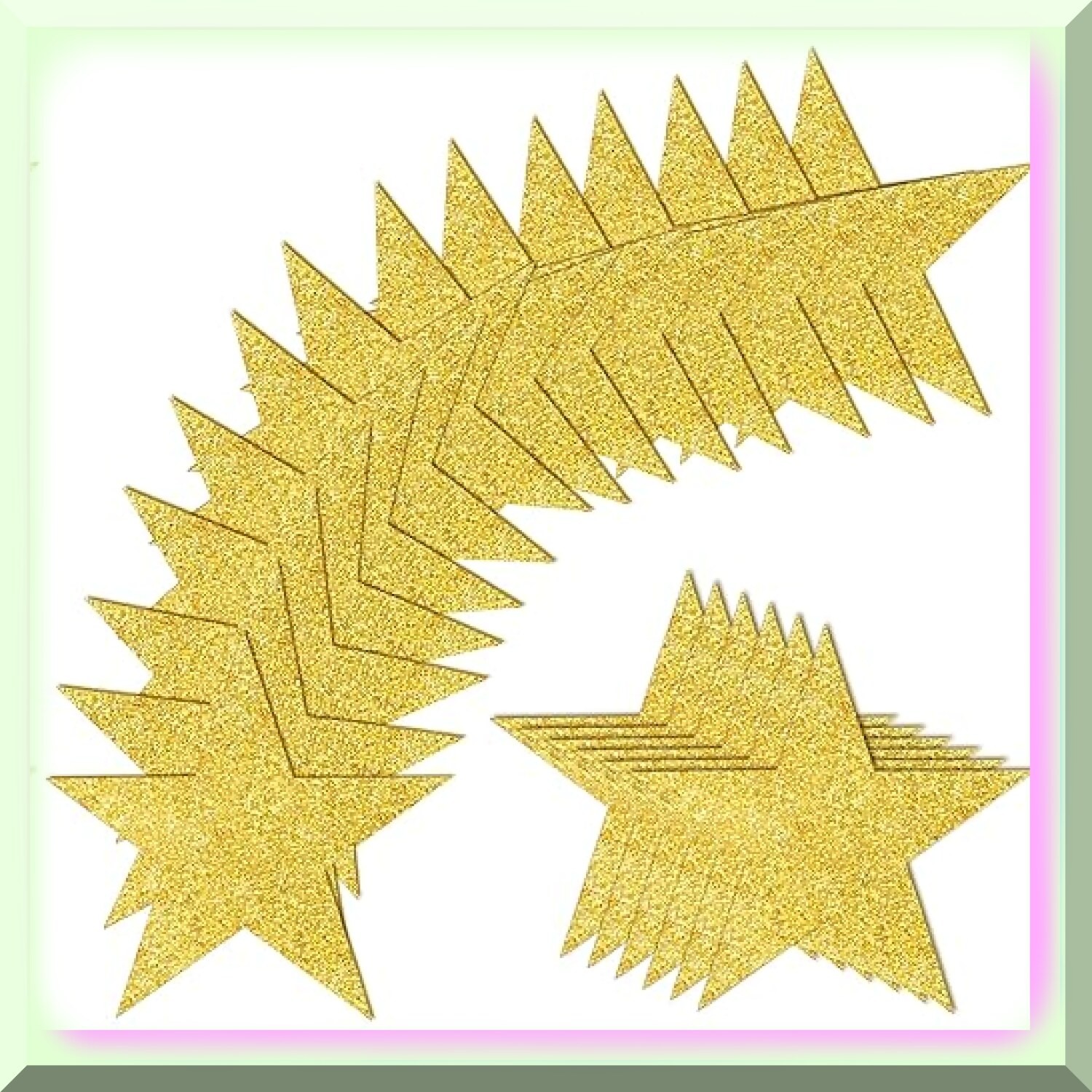 Gold Glitter Paper Star Cutouts for Decor