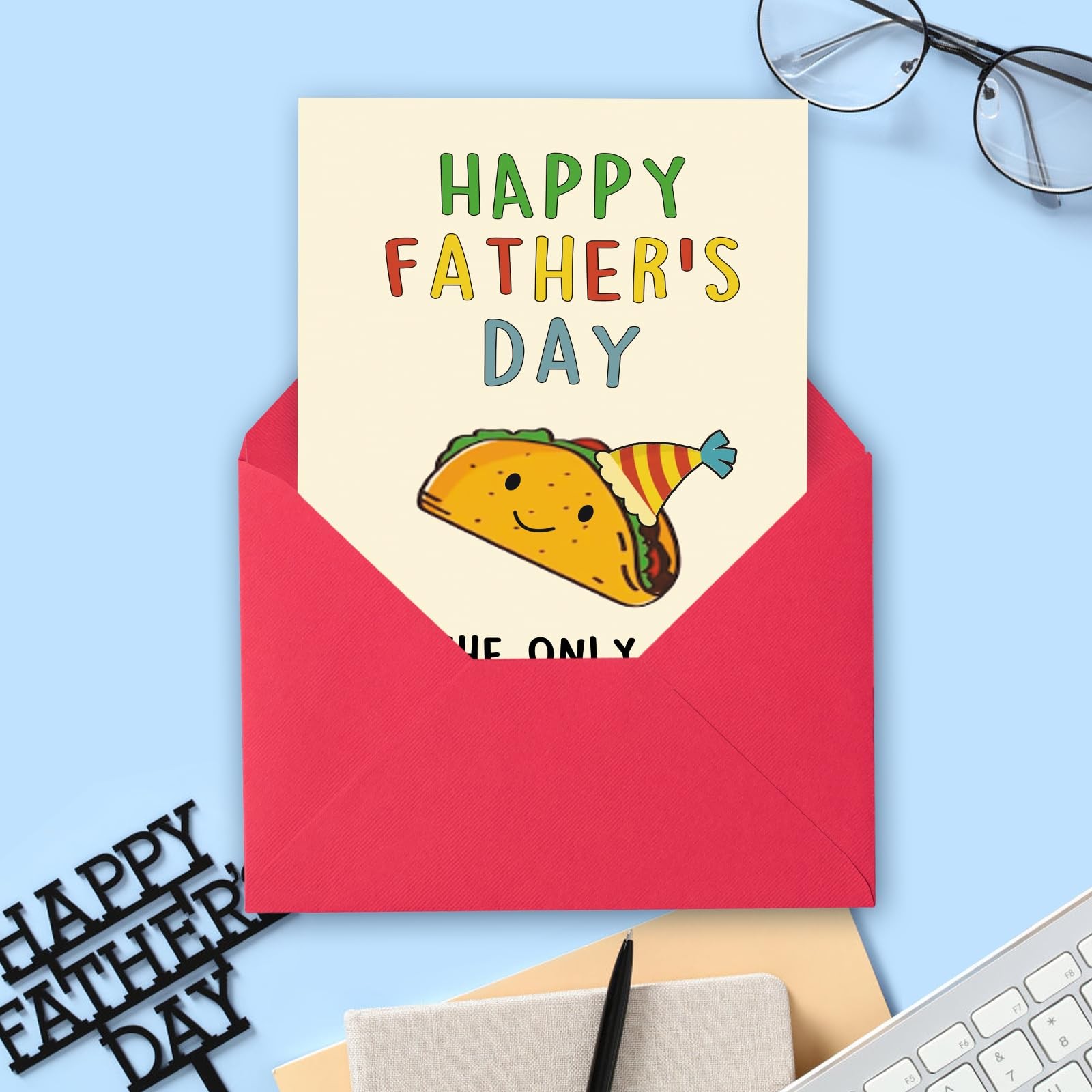 BENNLOOS Lovely Taco Father’s Day Card for Dad, 1 Count (Pack of 1), red