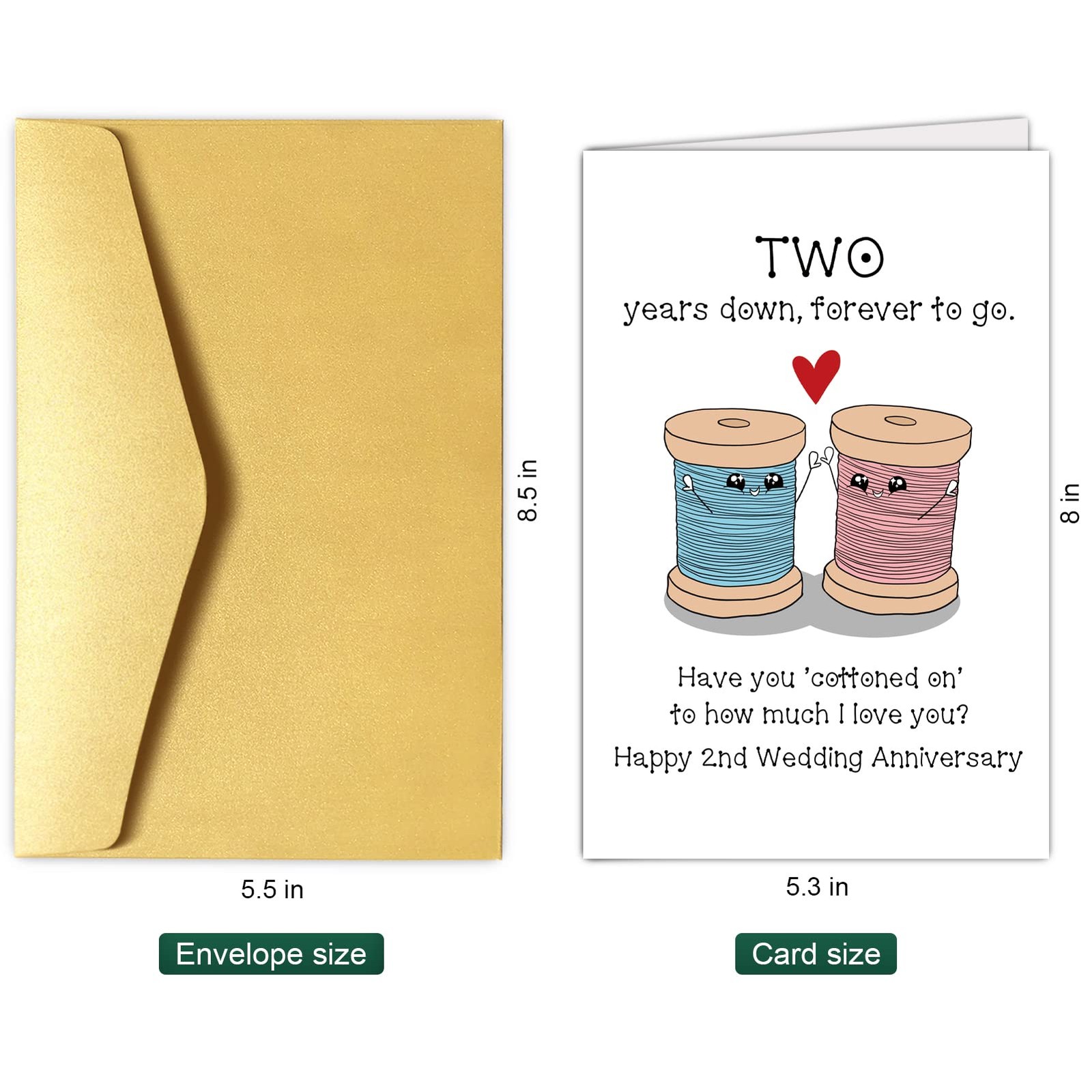 Chenive 2nd Anniversary Card for Husband 8.0 x 5.3 inches,