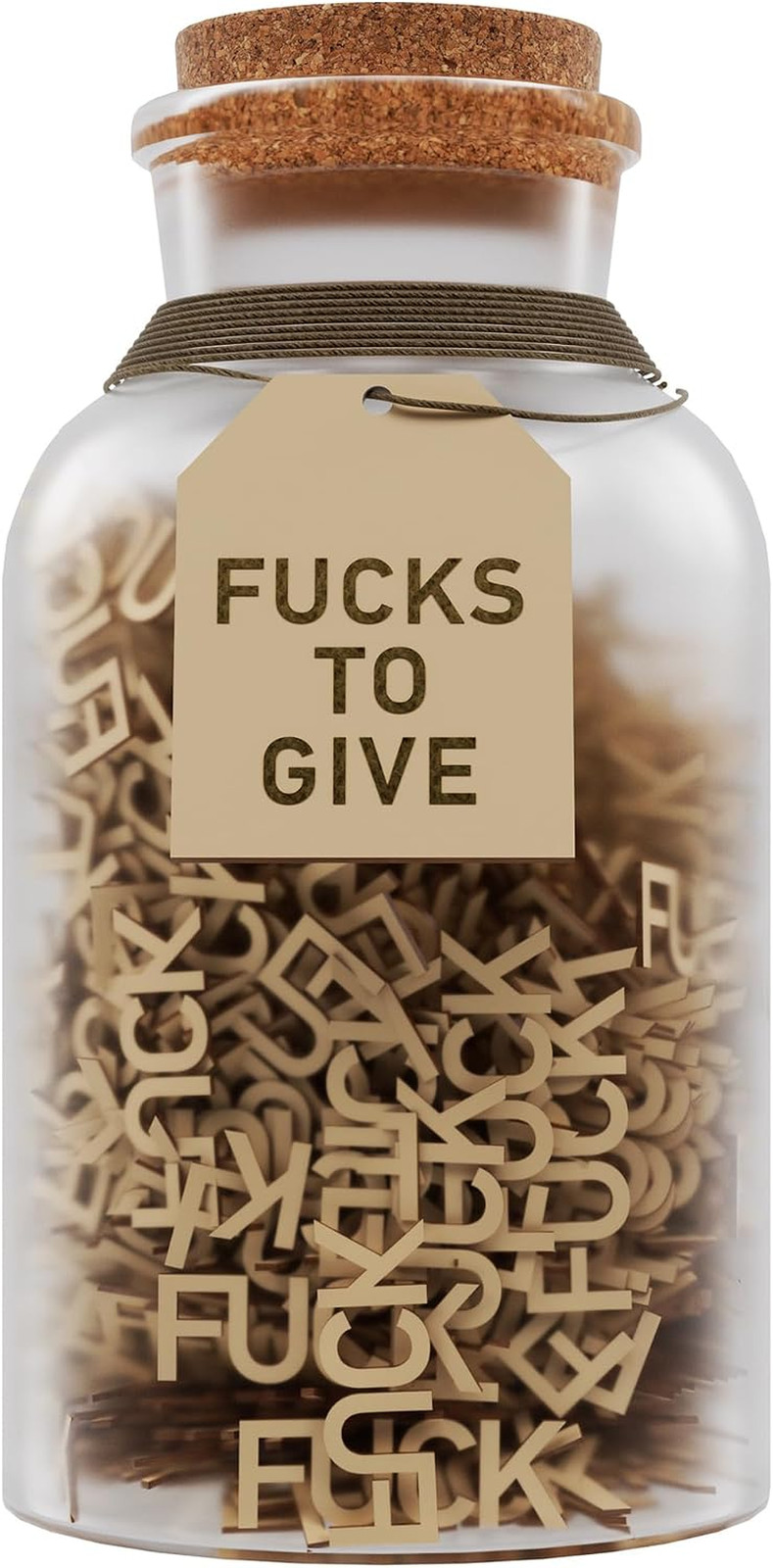 Wooden Letter Cutout Jar – 100 F’S to Give, Funny Gag Gift, White Elephant
