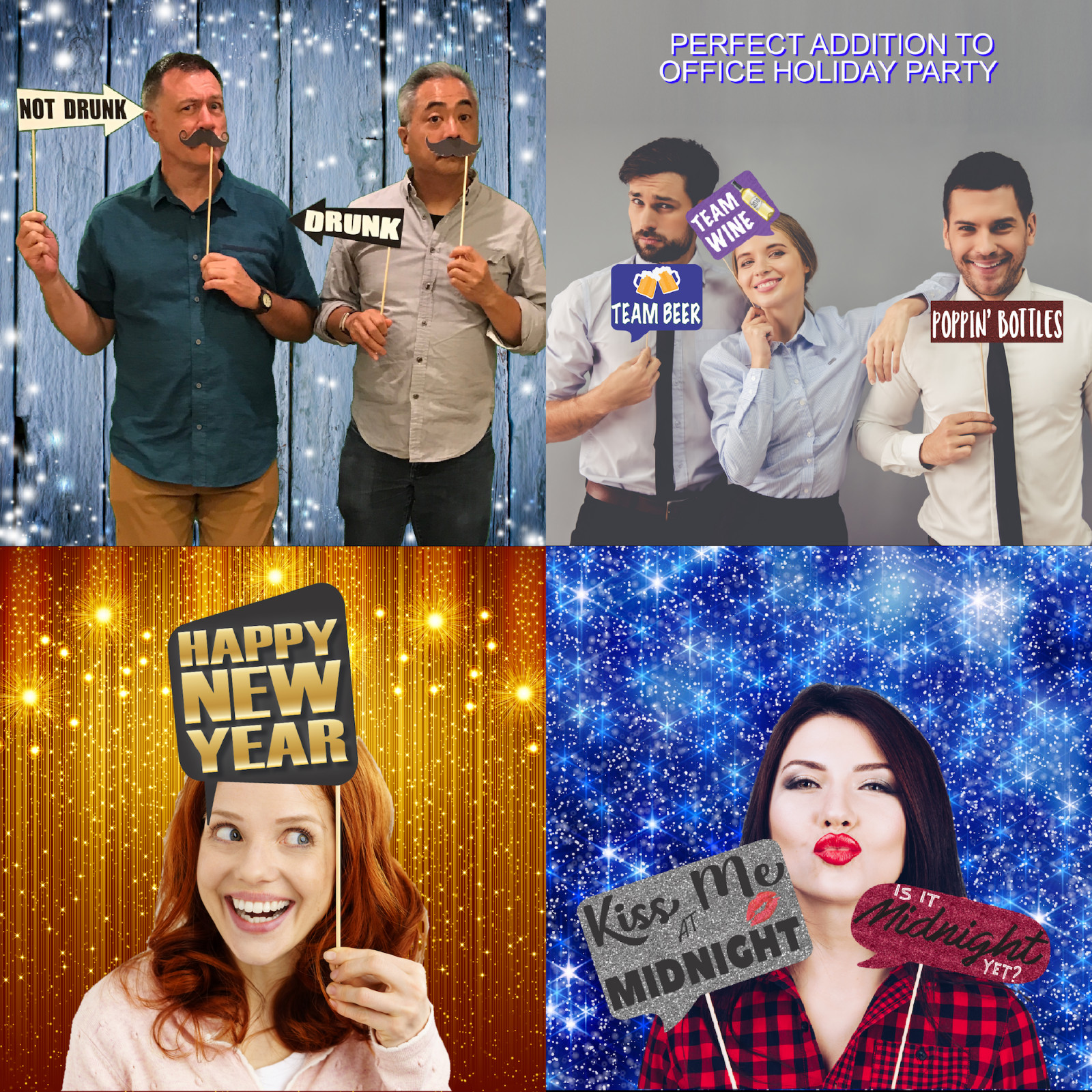 Deluxe New Year’s Eve Photo Party Props, Photo Booth Props for New Year Party