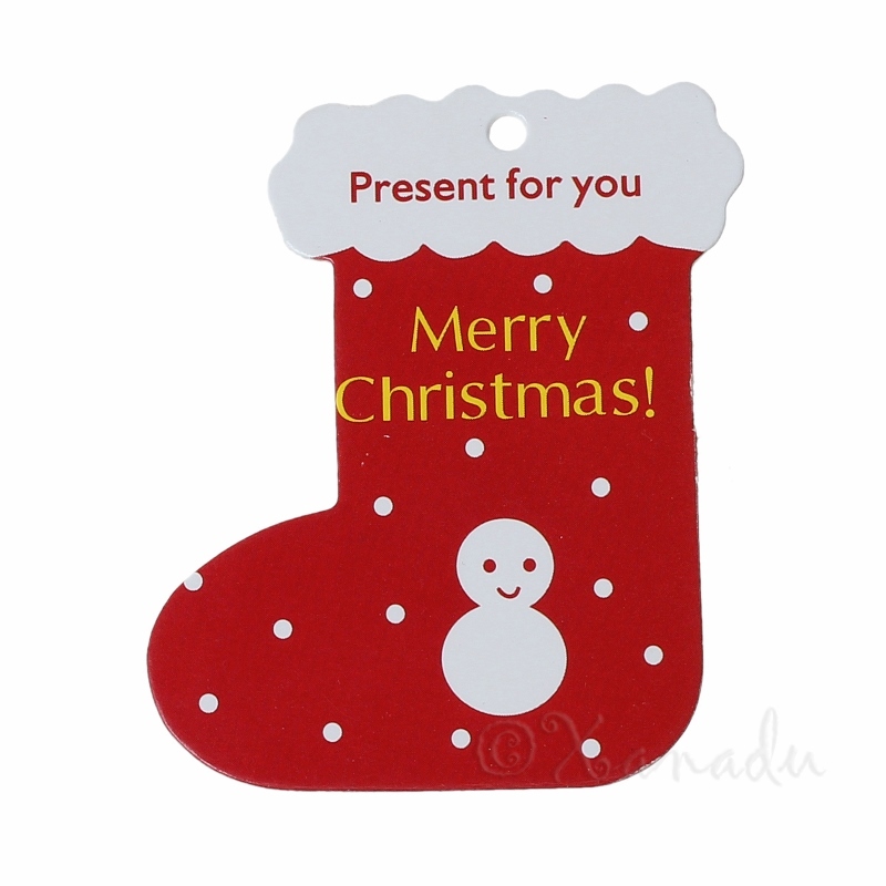 Merry Christmas Snowman Stocking Paper Gift Tags P2915 – 20, 50 Or 100PCs