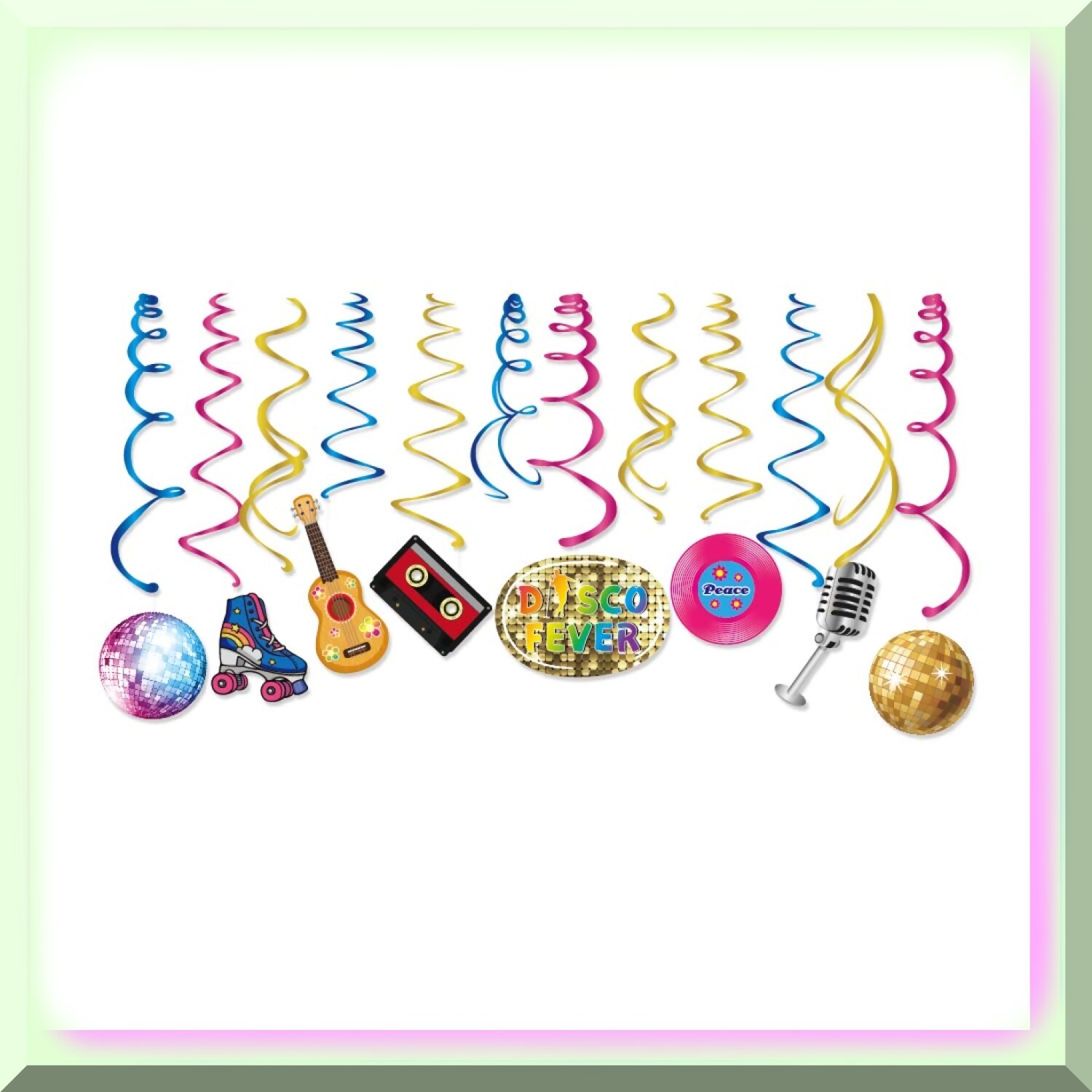 Retro Rhythmic Swirls Hanging Decorations Set