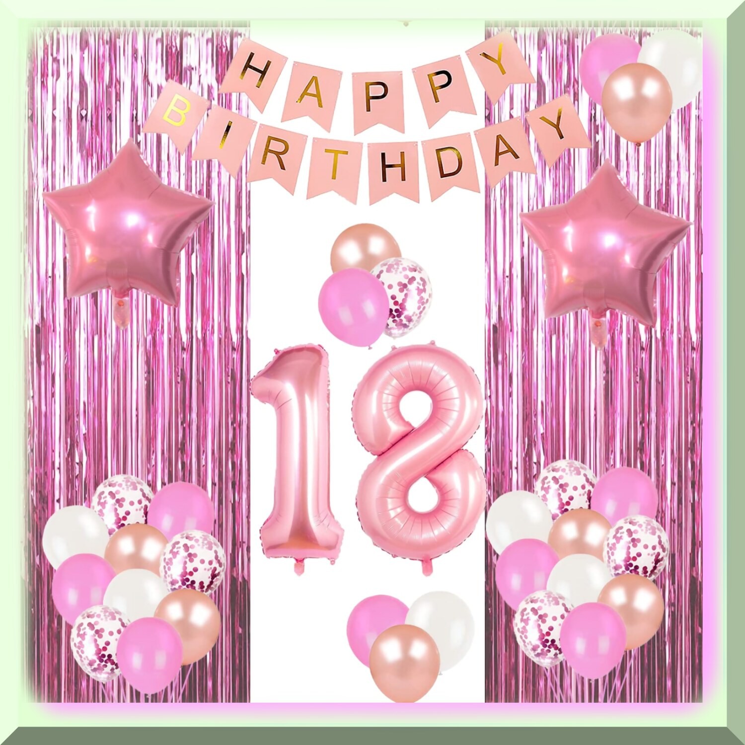 18th Birthday Pink Party Decorations Set