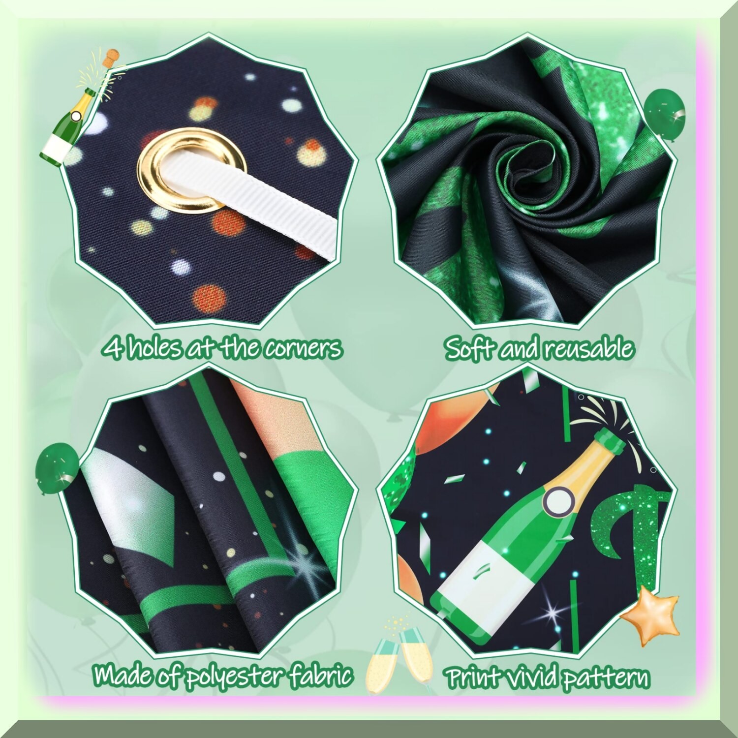 Green Happy Birthday Banner for Men 180x110cm