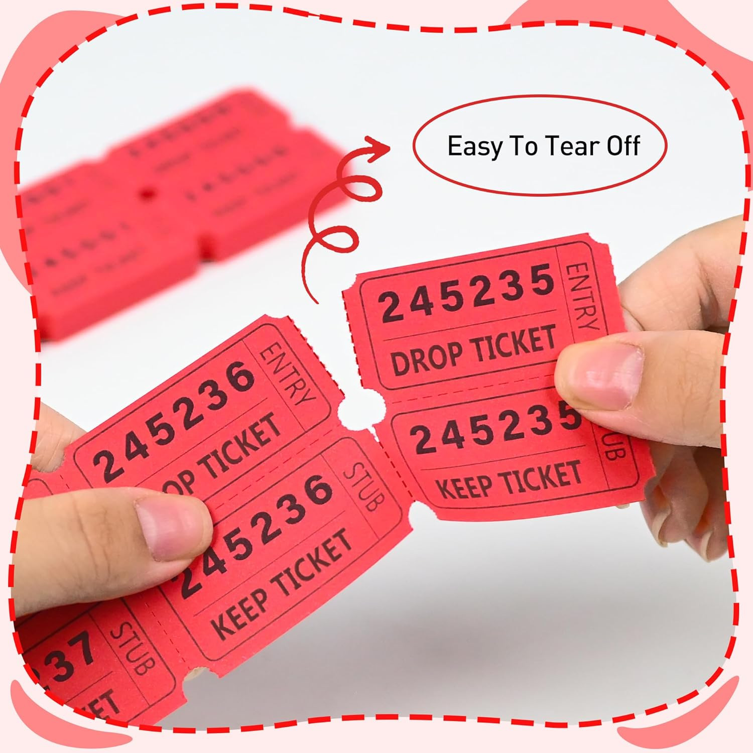 2000 Pcs 50/50 Raffle Tickets, Large Bold Numbers Double Tickets, 2″X2″ Ticket f