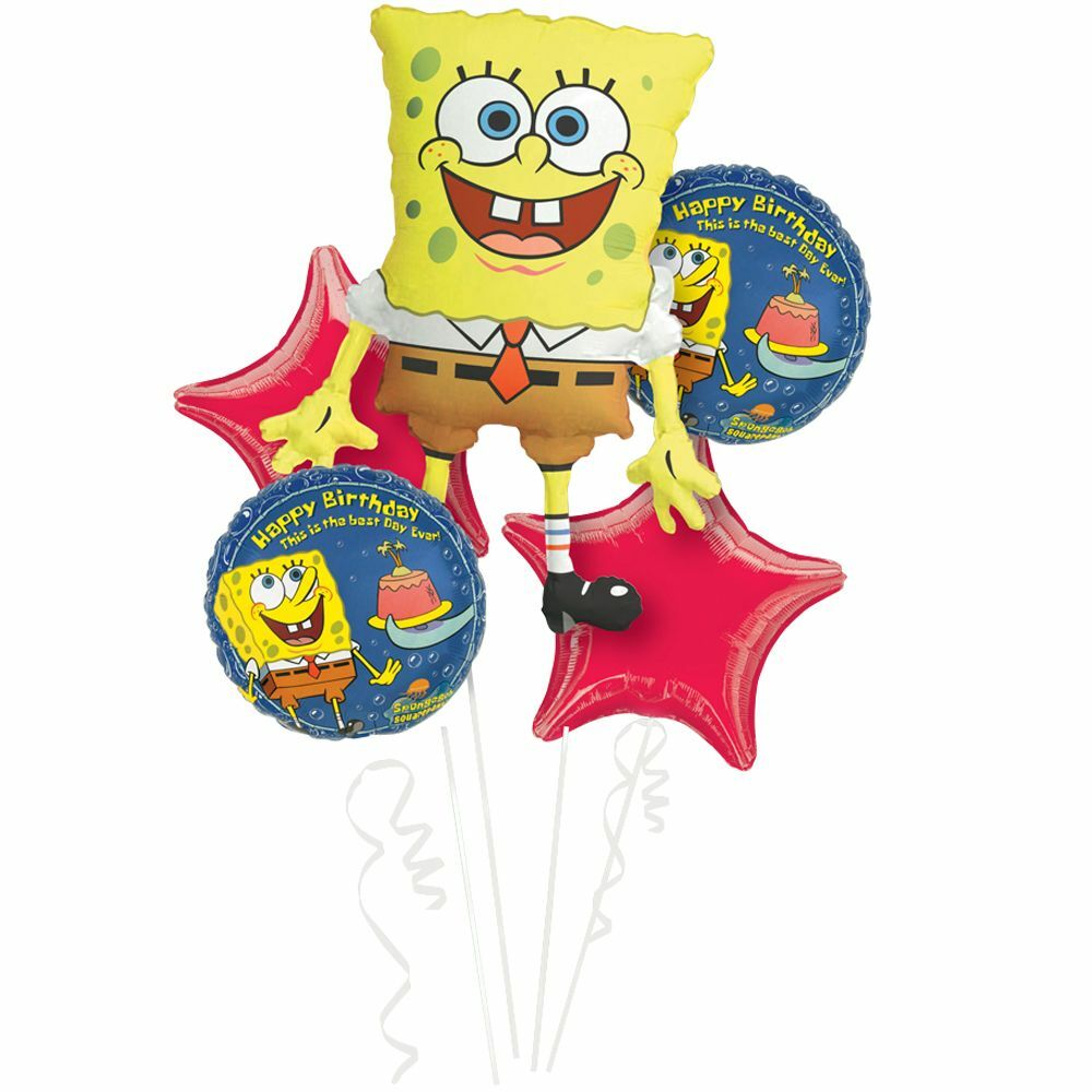 SpongeBob Balloon Bouquet 5pc by Anagram -NEW!!