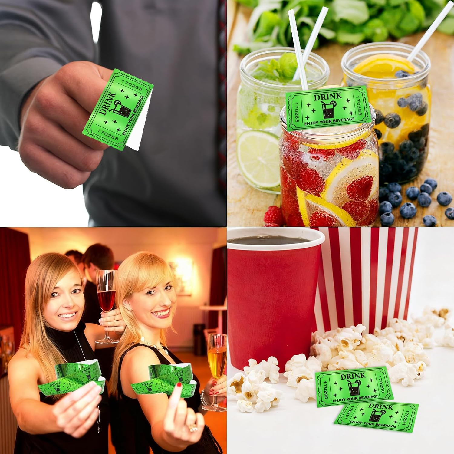 1000Pcs Green Raffle Tickets Roll Drink Tickets for Events Carnivals School C…