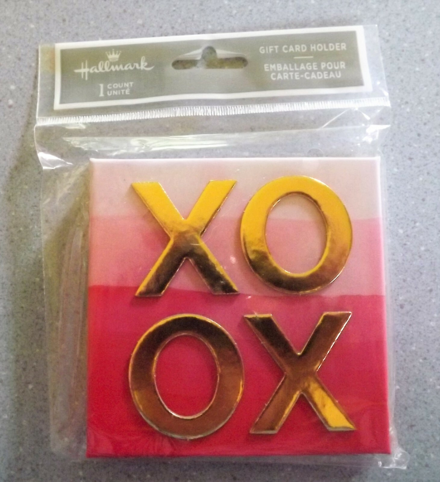 XO Amor Amore Love Gift Card Holder – Pink Ombre with Gold XO Letters – NIP