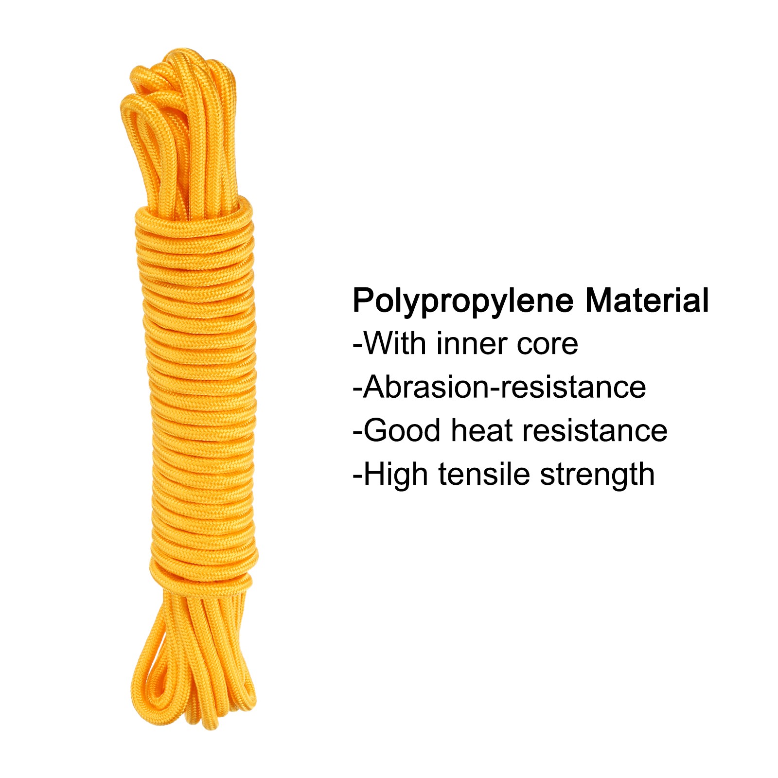 15M/49.2ft 3/8″ Yellow Braided Polypropylene Rope Indoor/Outdoor